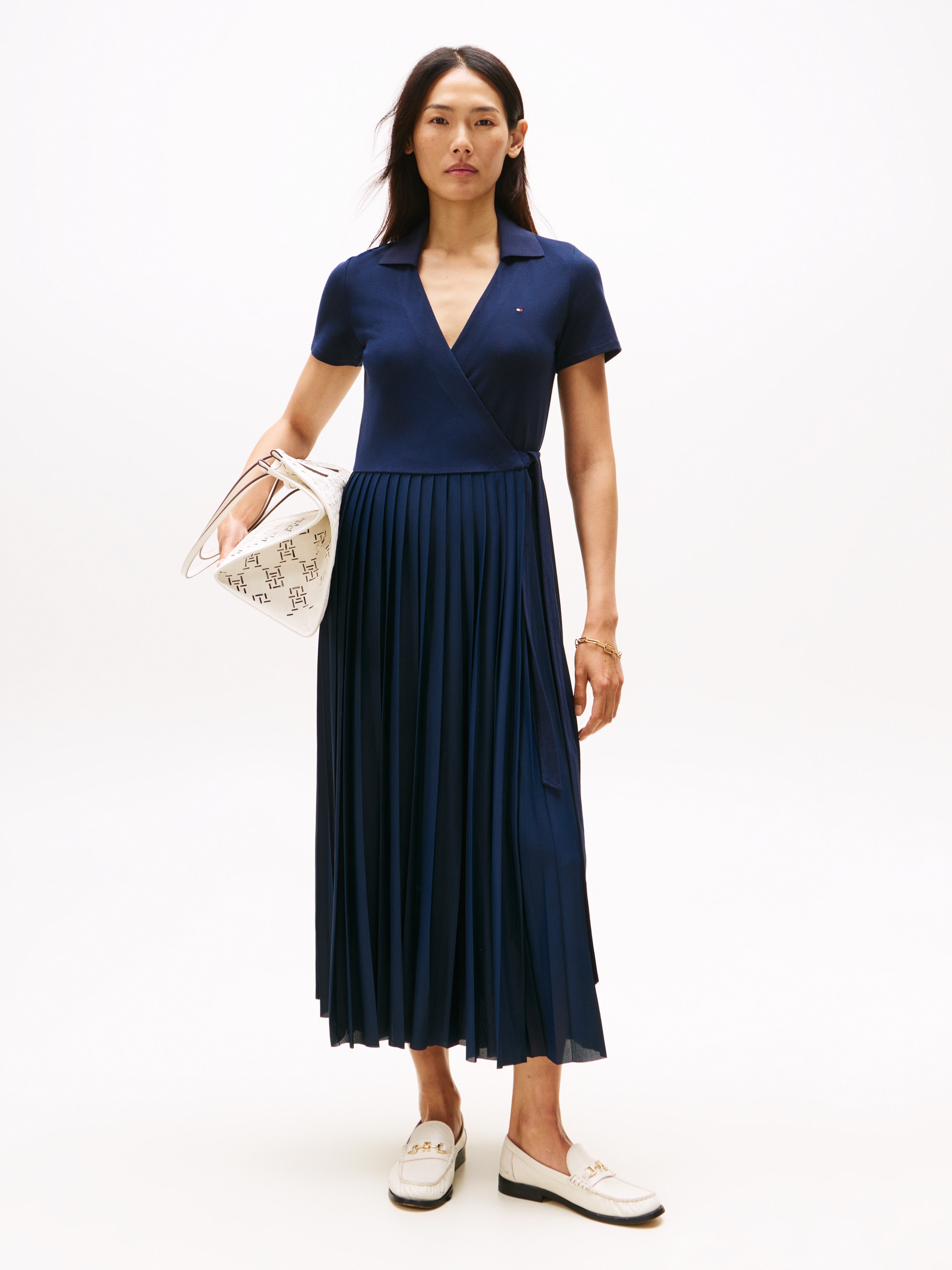 Tommy Hilfiger Wickelkleid "1985 PLEATED WRAP POLO DRS", mit Bundfalten günstig online kaufen