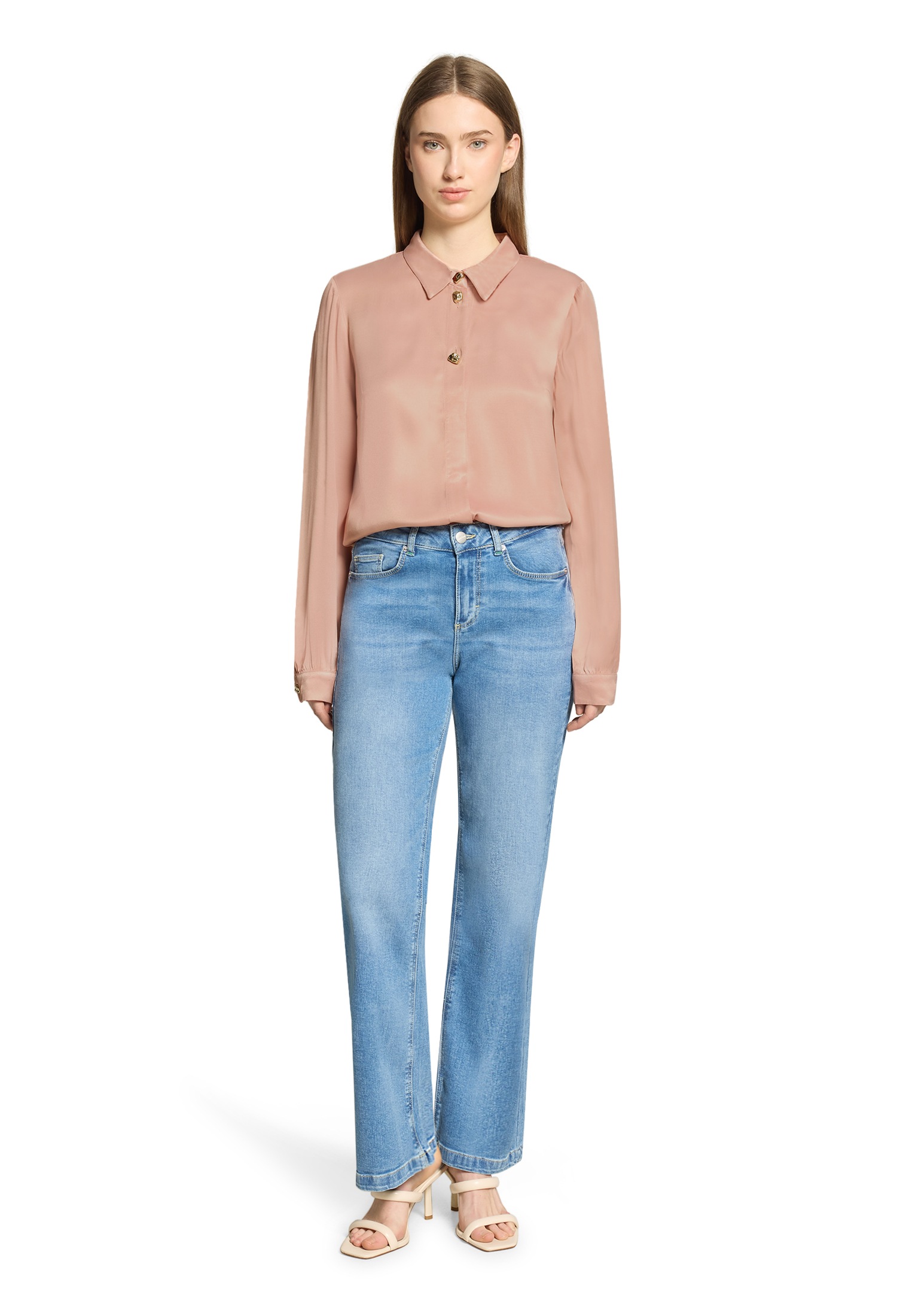 Cartoon Satinbluse »Damen mit Knöpfen«