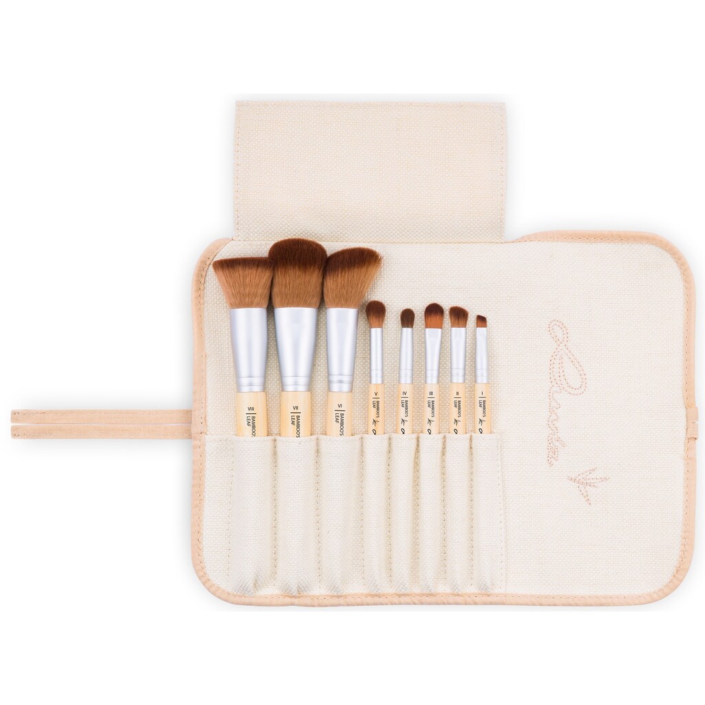 Luvia Cosmetics Kosmetikpinsel-Set »Bamboo's Leaf«, (8 tlg., mit Aufbewahrungstasche)