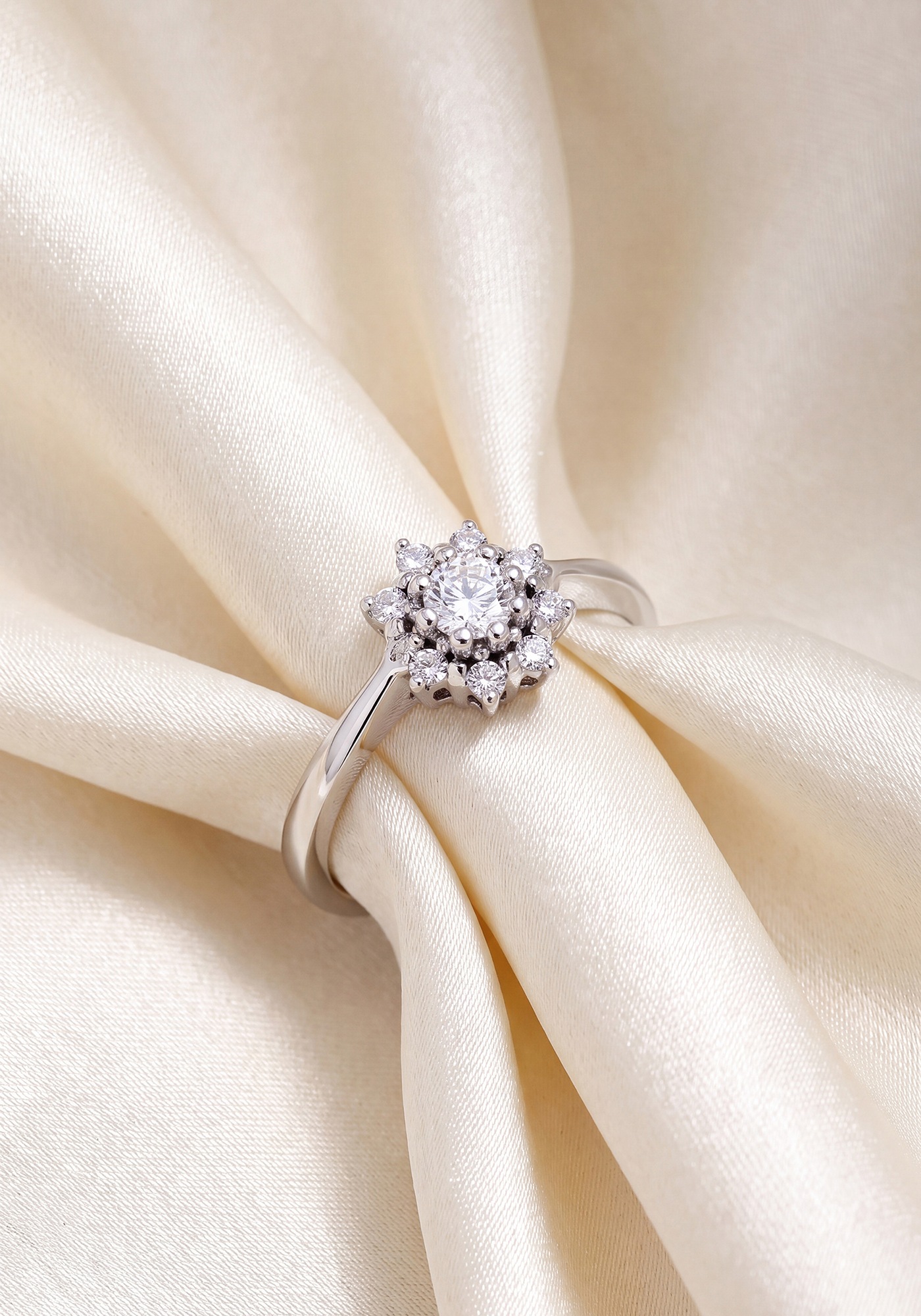 JOBO Silberring »Ring mit 9 Zirkonia« 925 Silber rhodiniert