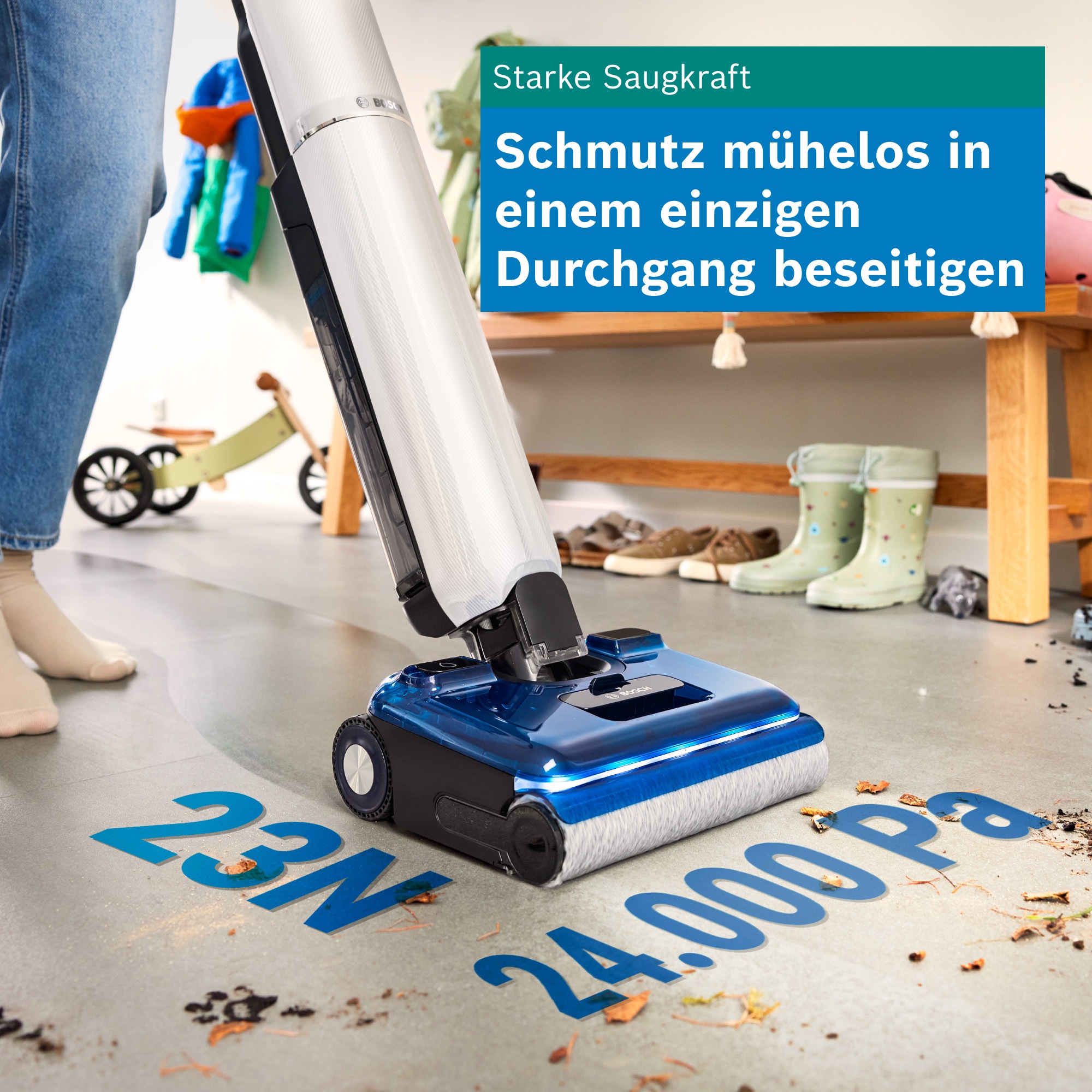 BOSCH Nass-Trocken-Sauger »OneFlow Serie 4 BHF41WM/BHF41WS, Selbstreinigung, 24.000 PA Saugkraft« Anti-Haarverwicklung, LED-Licht, Schnelltrocknung, 40 min Akku / 150m²