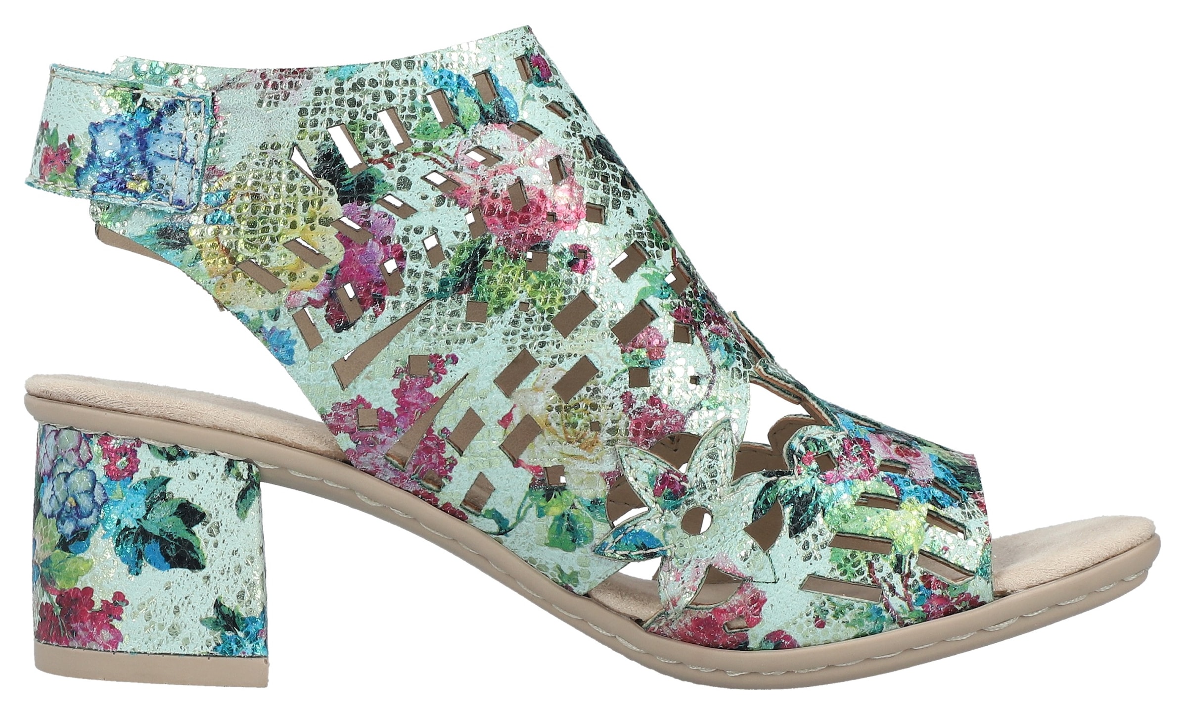 Rieker Sandalette  Sommerschuh, Sandale, Blockabsatz, mit modischer Schaftgestaltung