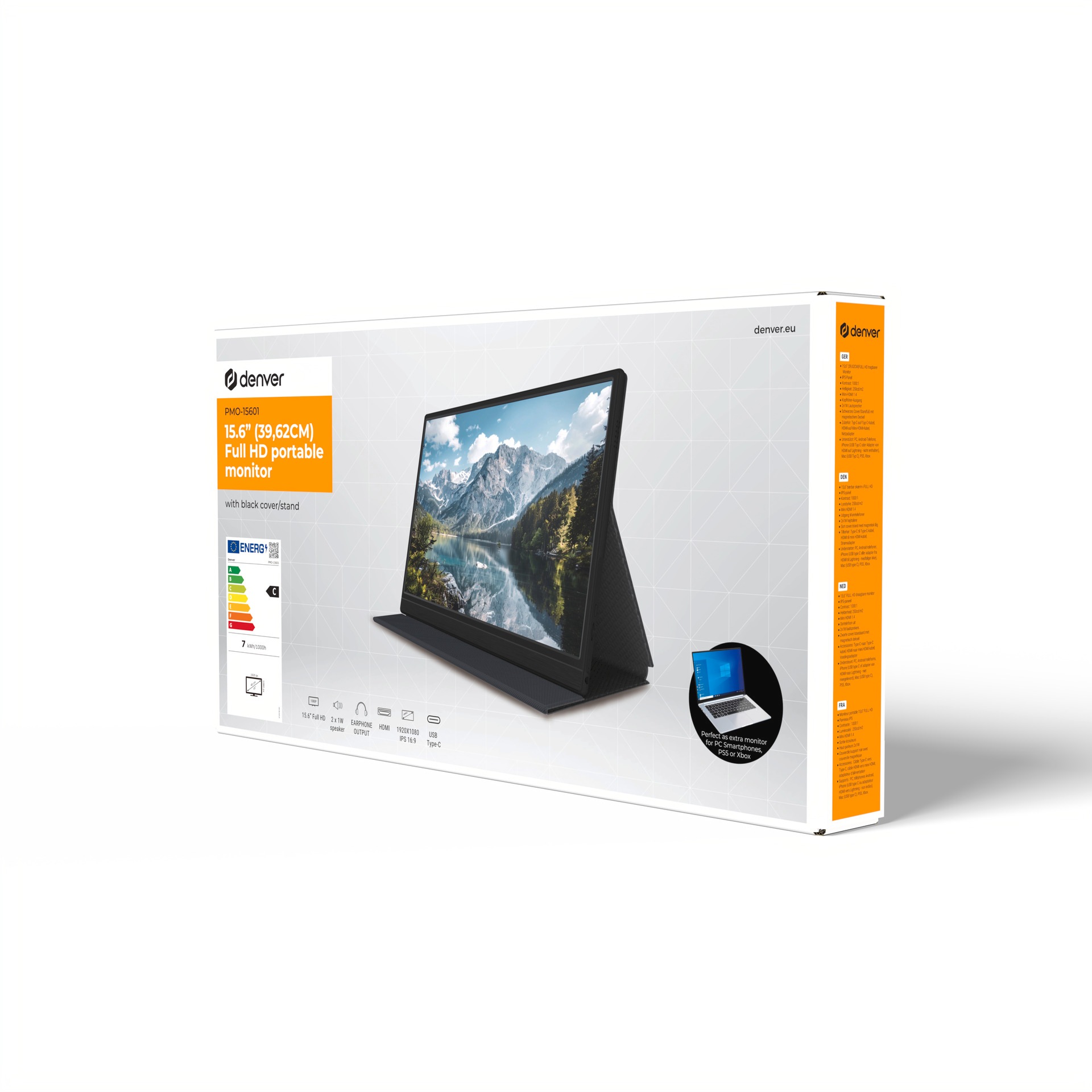 Denver Portabler Monitor »PMO-15601 portabler 15,6 Zoll Full HD Monitor«, 15,6 cm/39,6 Zoll