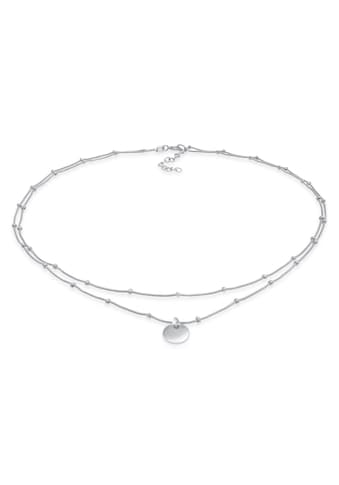 Collier »Choker Layer Plättchen Kugelkette 925 Silber«