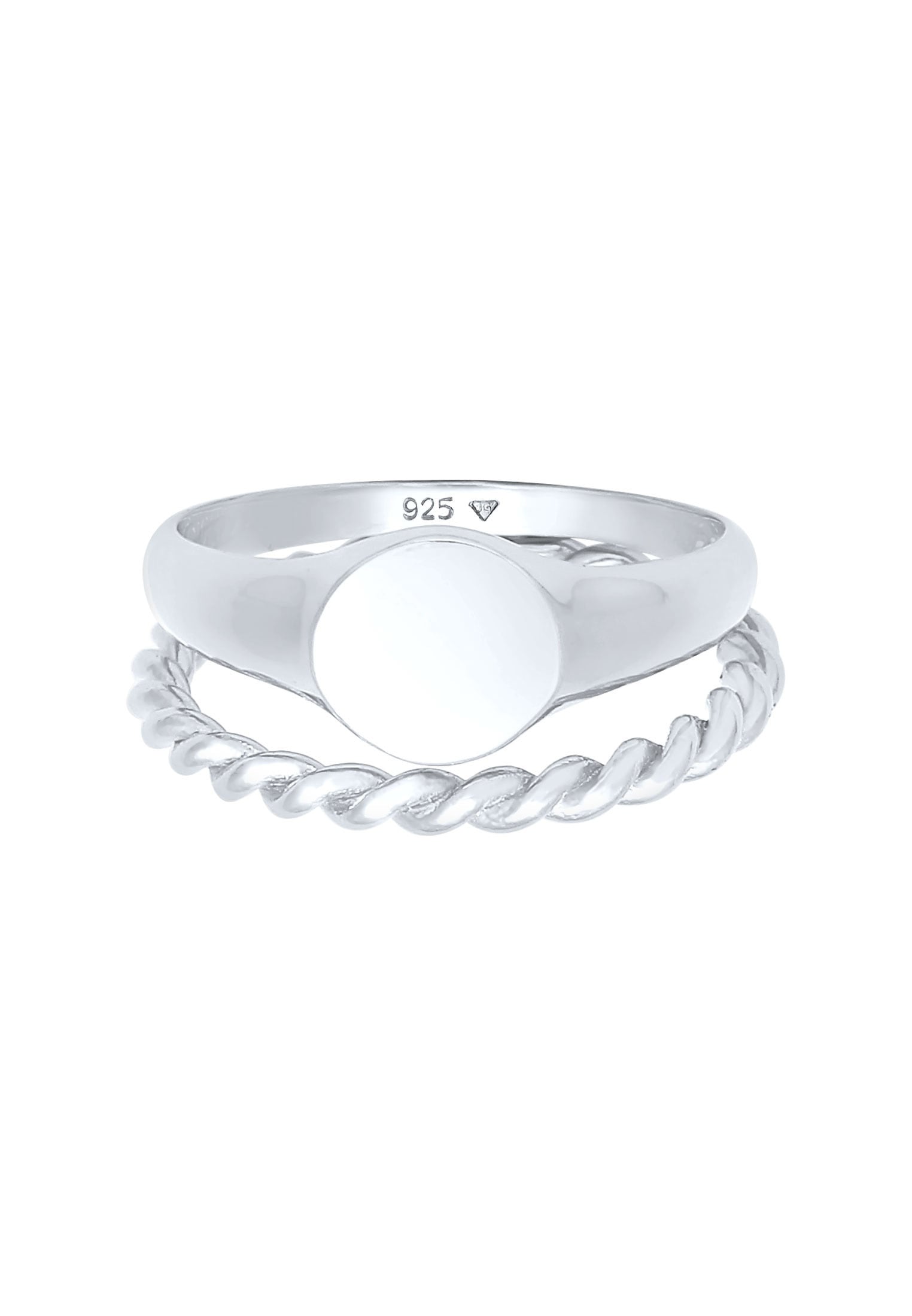 Elli Ring-Set »Siegelring Basic Bandring Twist 2er Set 925 Silber«