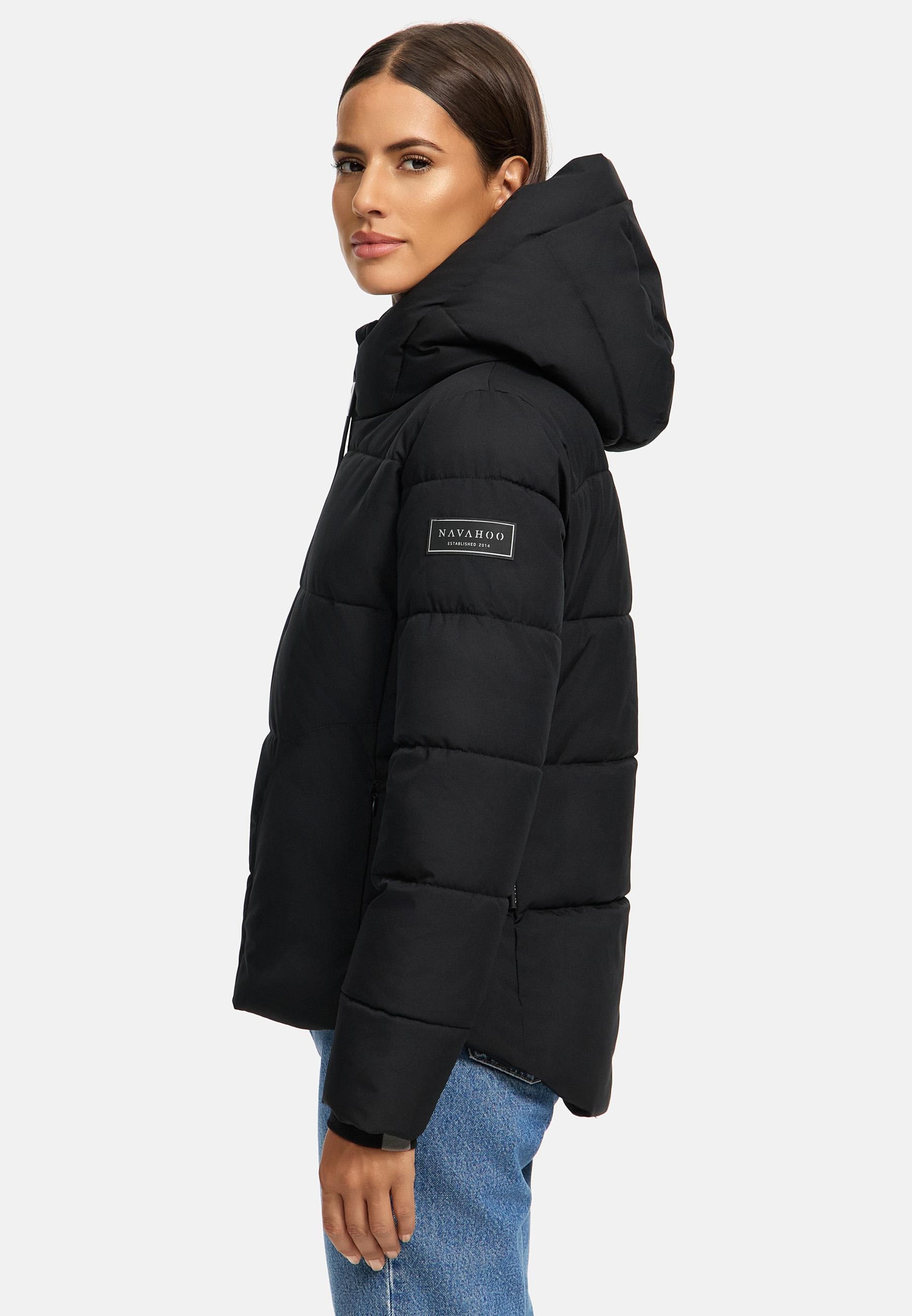 Navahoo Steppjacke »Lachperle XIV«, mit Kapuze, Kurze gesteppte Damen Winterjacke mit hohem Kragen und Kapuze