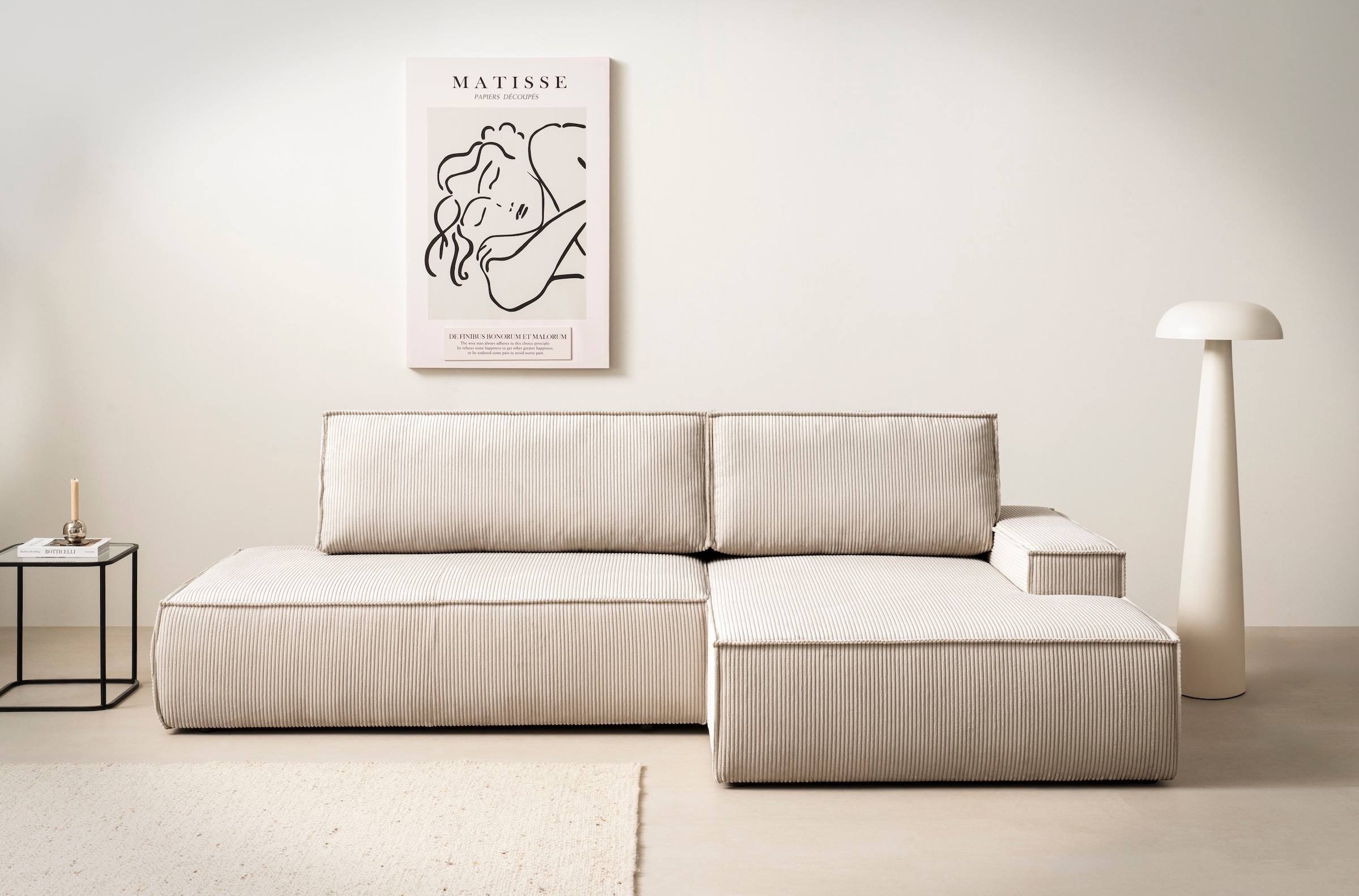 Home affaire Ecksofa "SHERWOOD, Schlafsofa in L-Form offen (275cm), Cord, L günstig online kaufen