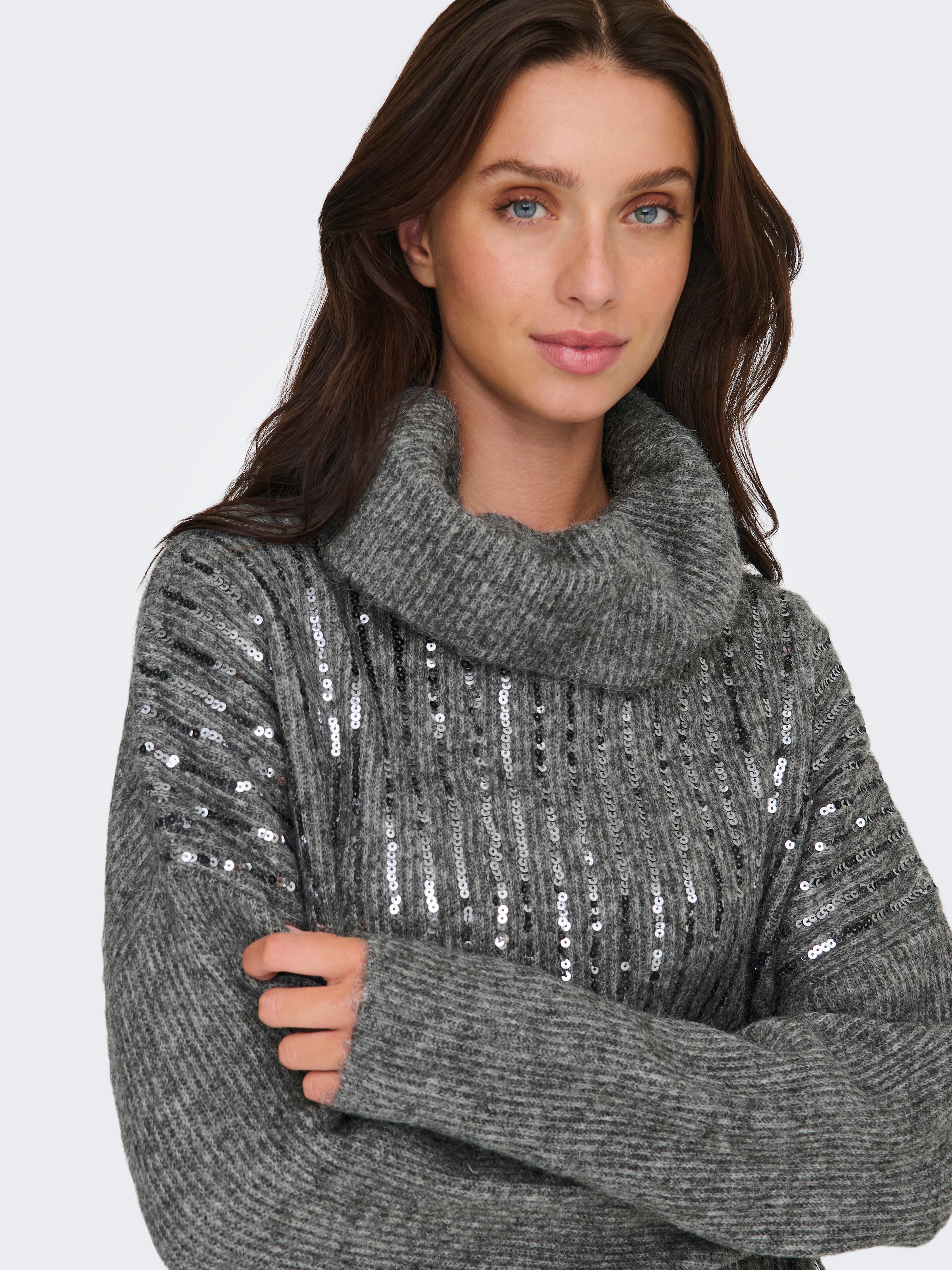 ONLY Rollkragenpullover »ONLMIU LS COWL NECK SEQUIN EX KNT« mit Pailletten-Details