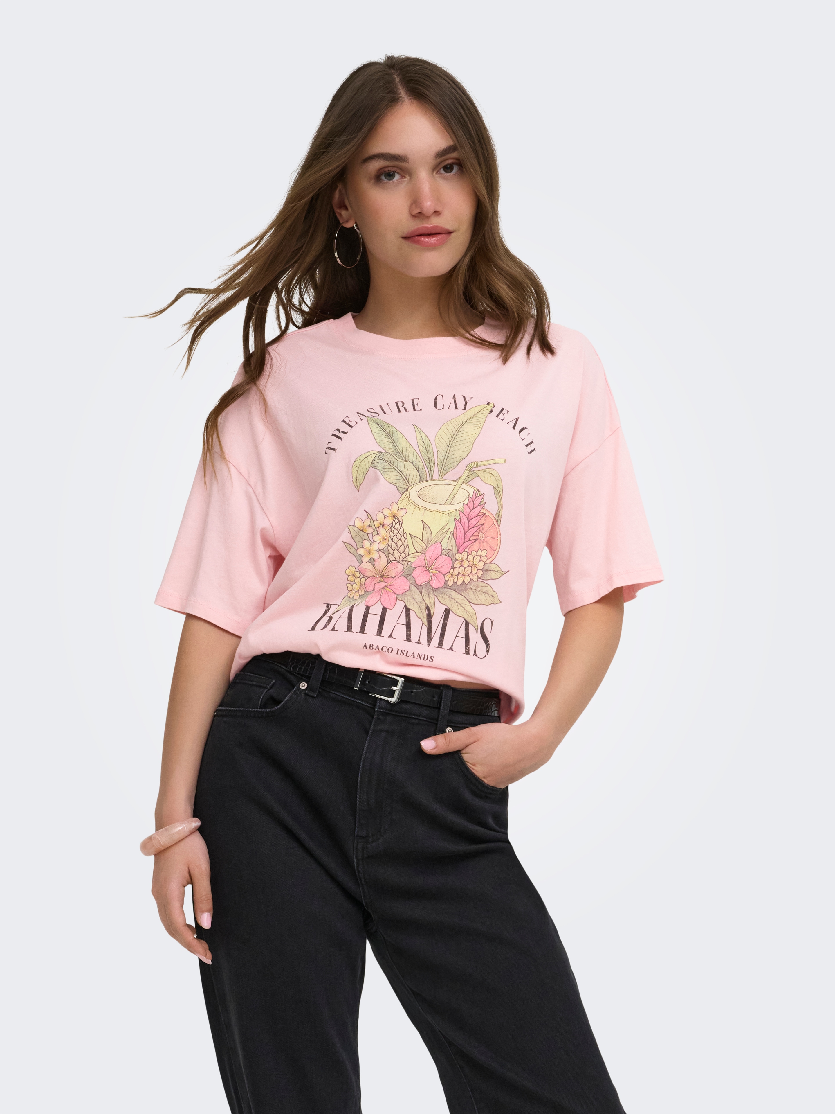 ONLY Kurzarmshirt "ONLLUCY BOXY S/S TOP JRS" Baumwolle, Rundhals