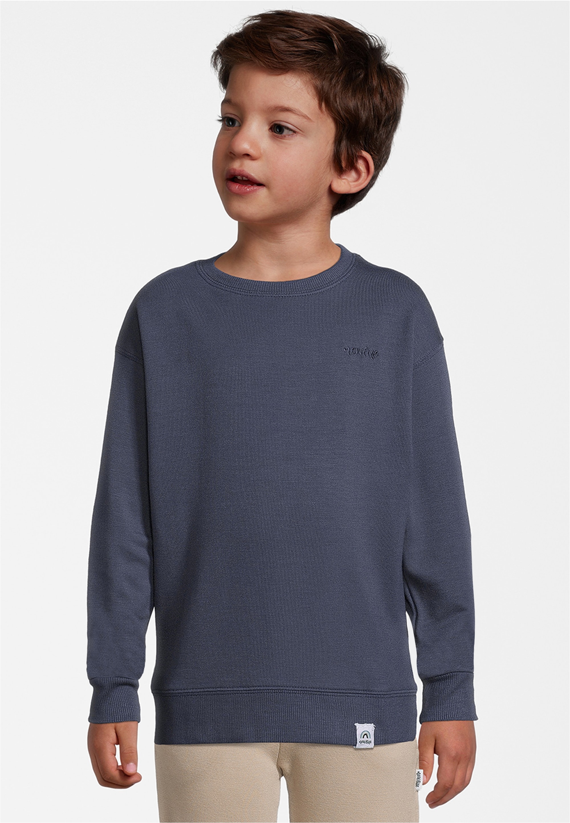 NEWLIFE Jungen Sweatshirt, blau, Gr. 5, unifarben, 97% Viskose, 3% Elasthan, Sweatshirts, im lockeren Schnitt