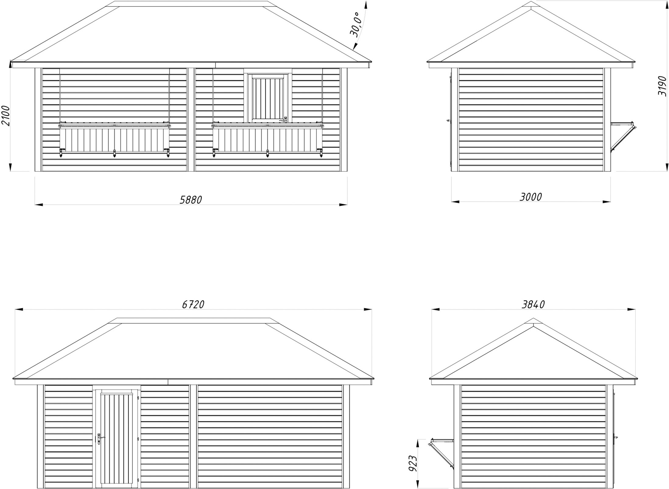 Palmako Holzpavillon »Bianca 16,6 m² Set 111« BxTxH: 672x384x319 cm