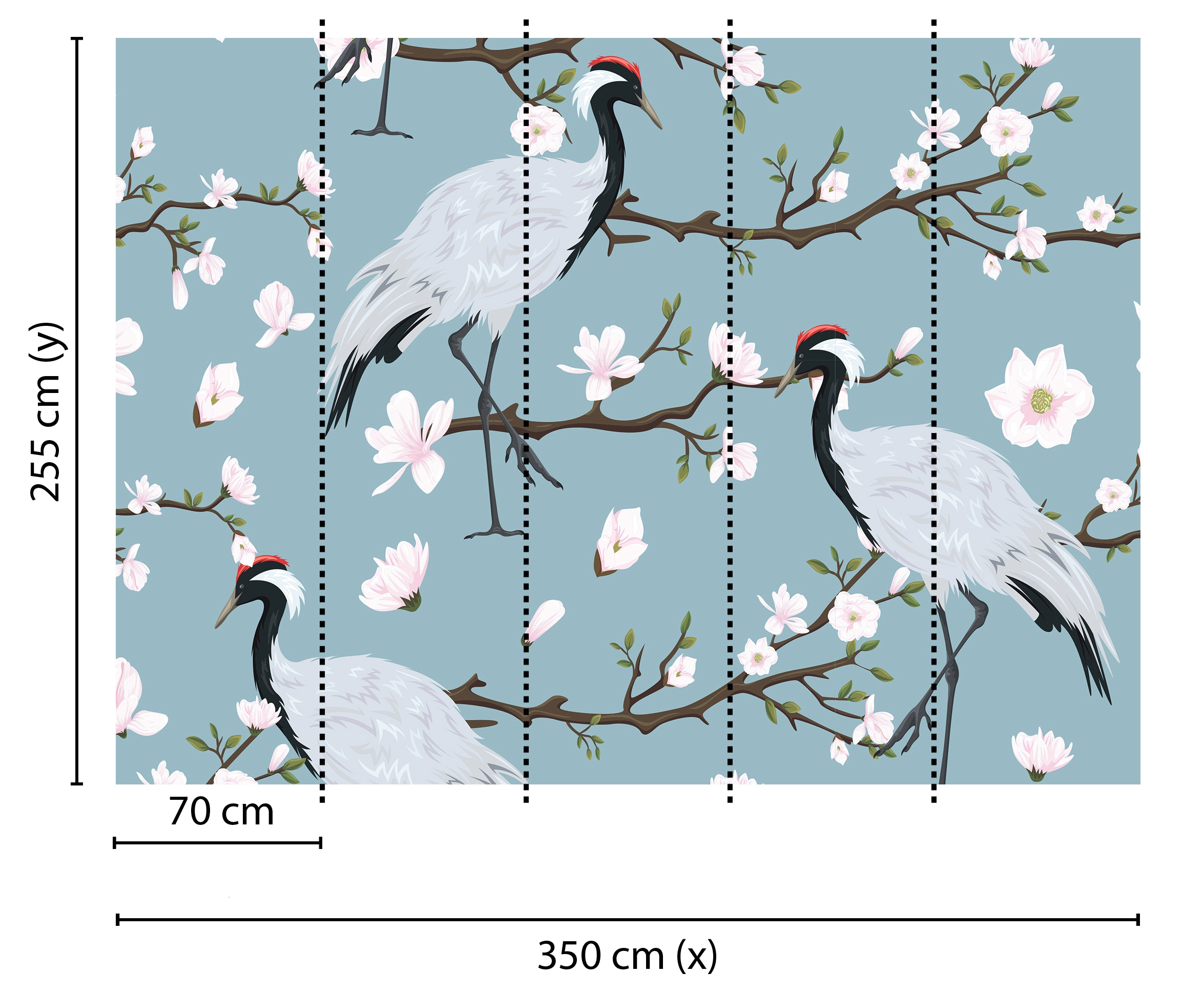 living walls Fototapete »Designwalls Japanese Cranes« glatt Vlies, Wand, Schräge, Decke
