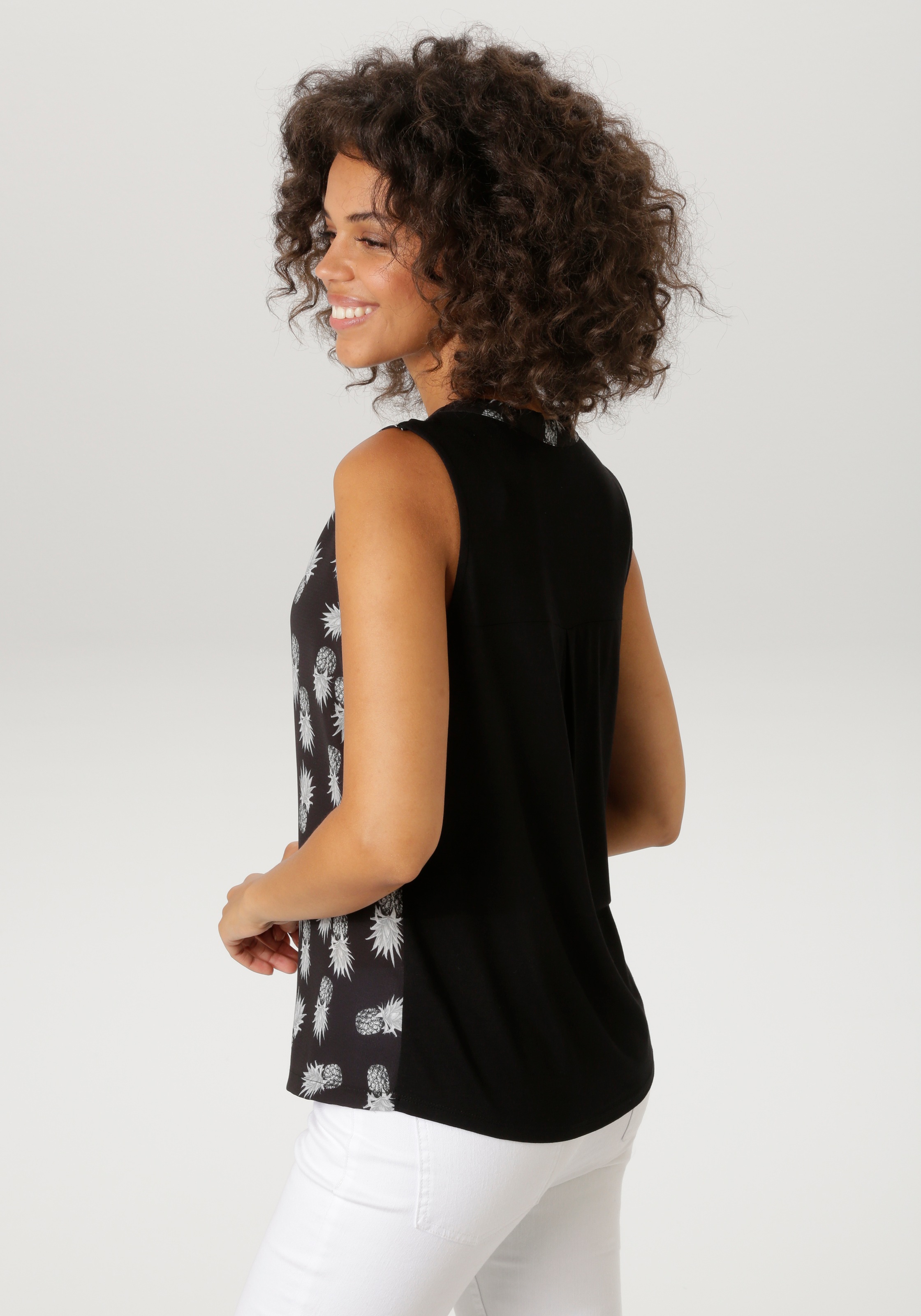 Aniston CASUAL Blusentop mit Ananas-Druck - jedes Teil ein Unikat - NEUE KO günstig online kaufen