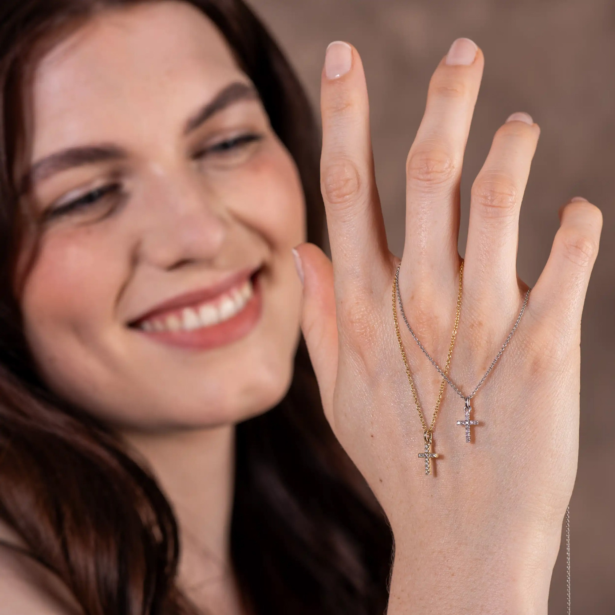 LYOMI Kette mit Anhänger »585/- Weißgold 11 synth. Diam. 0,09ct.«