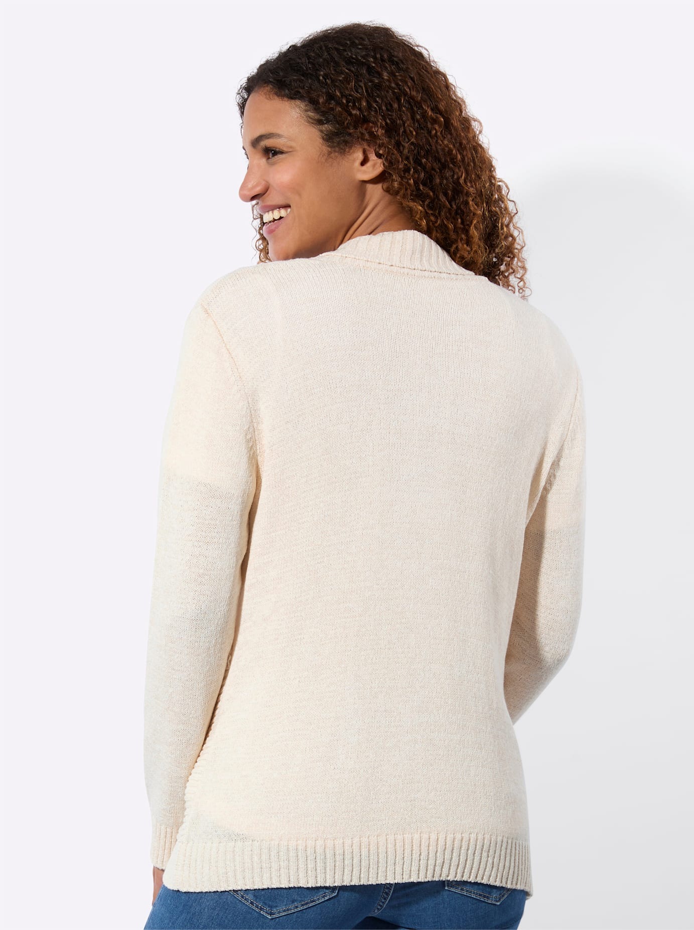 Strickjacke INSPIRATIONEN, Damen, Gr. 50, champagner, elfenbein, 55% Polyacryl, 45% Polyamid, unifarben, Strickjacken Strickjacke 2