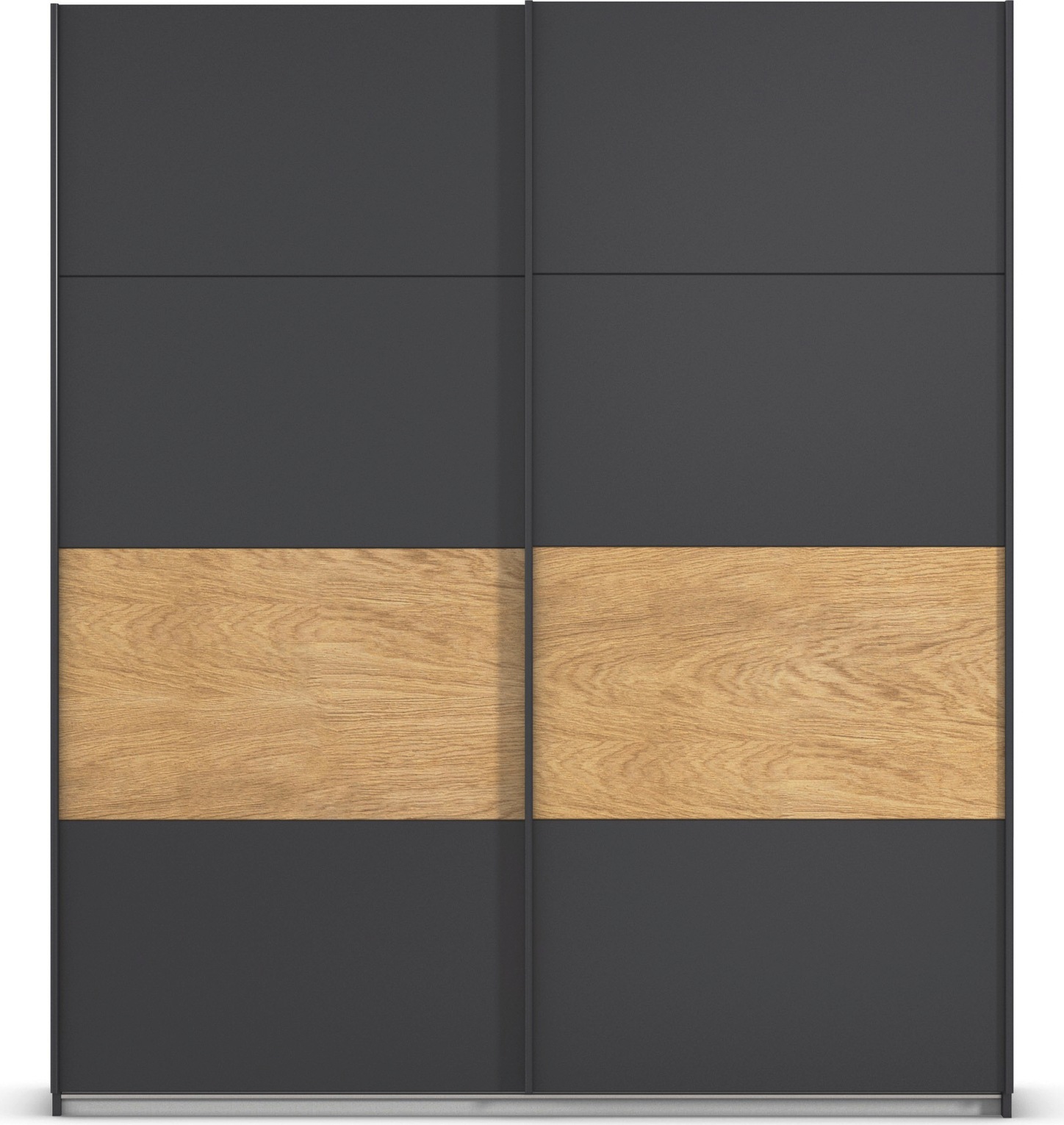 rauch Schwebetürenschrank »Kleiderschrank Schrank Garderobe Schlafzimmerschrank MALVA«, Bauchbinde abgesetzt in gebürstetem Eiche Furnier MADE IN GERMANY