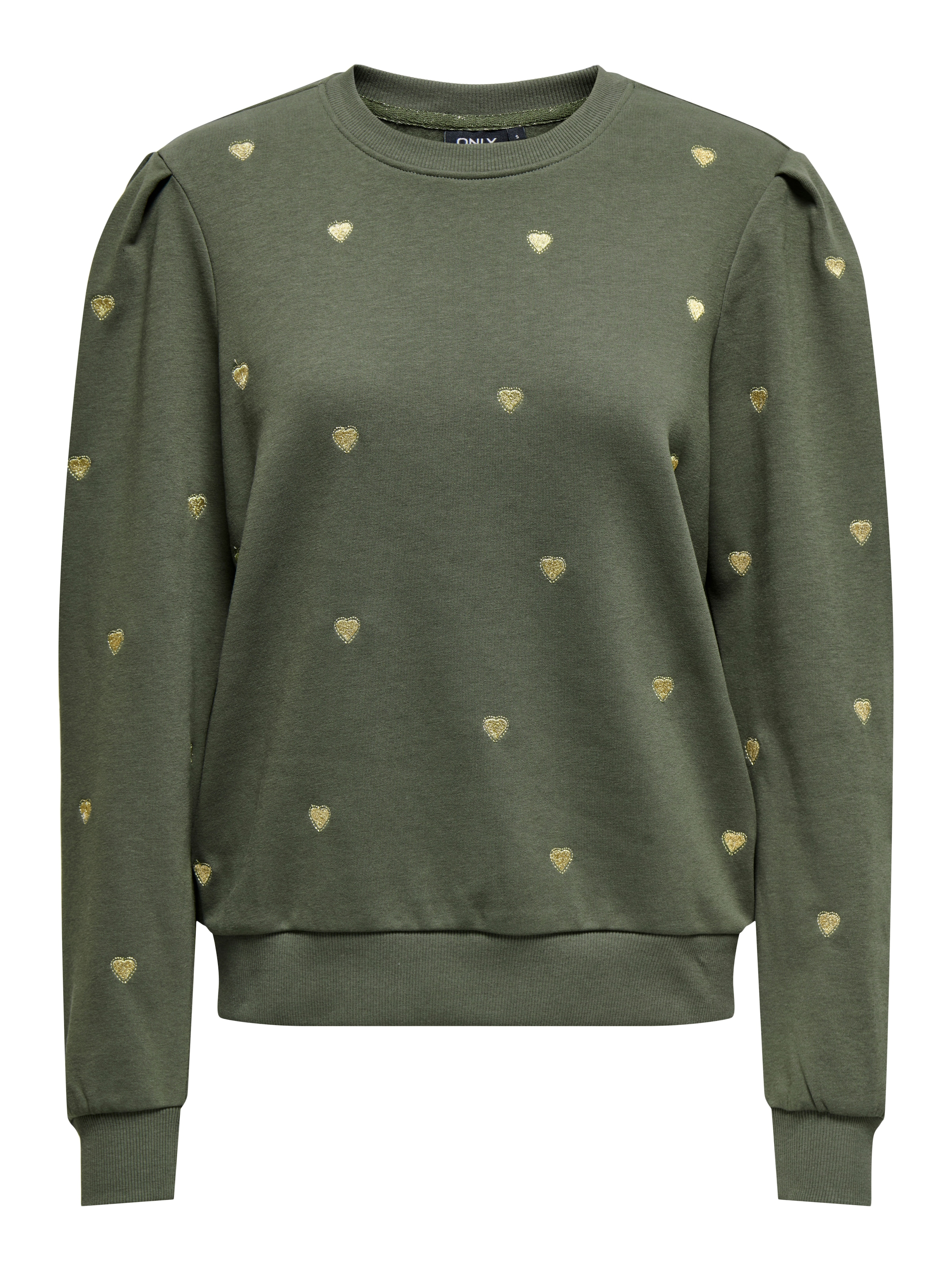 ONLY Sweatshirt »ONLCALLE L/S O-NECK BOX SWT«, mit Herz Applikation