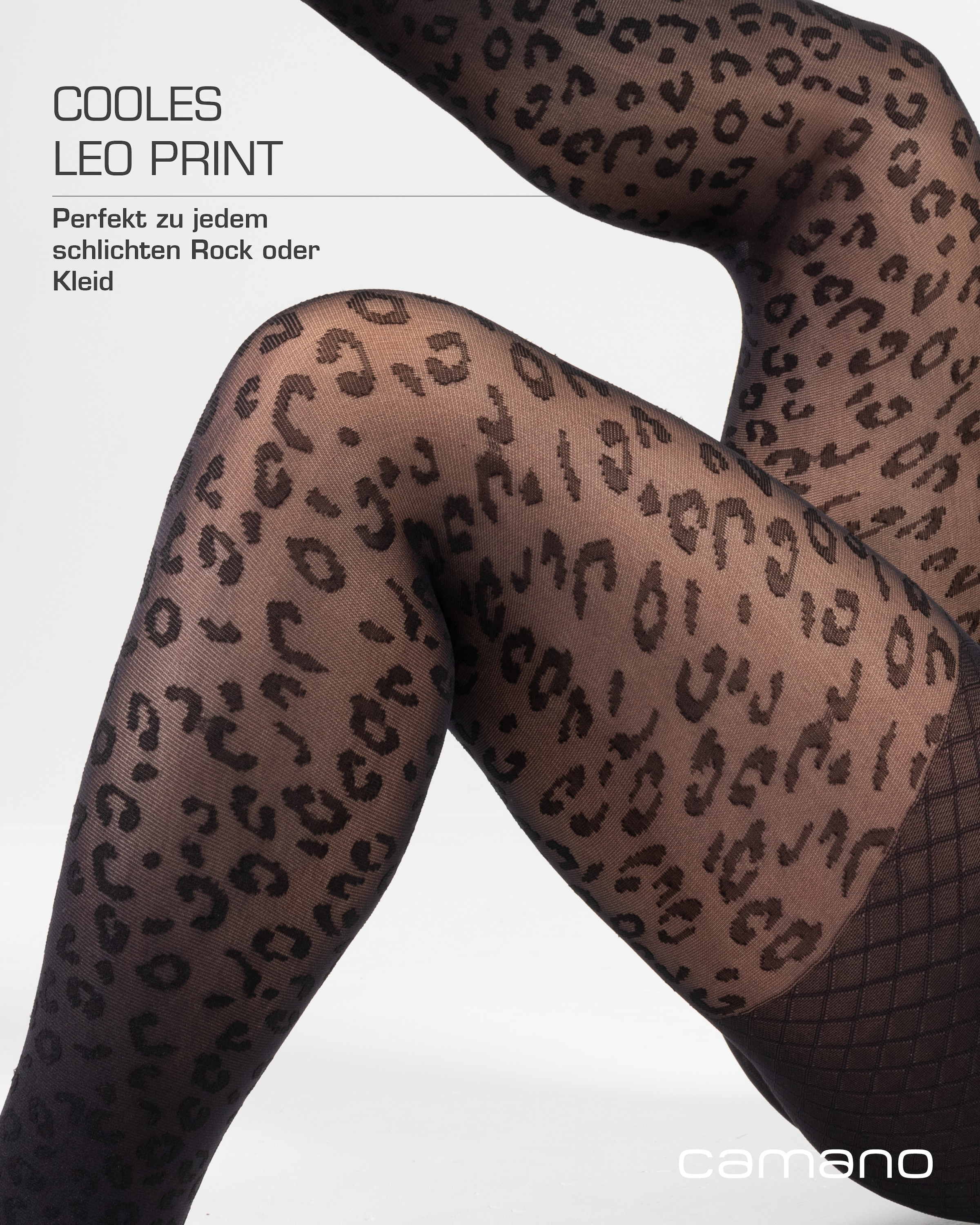 Camano Feinstrumpfhose »fine curvy« 50 DEN Curvy-Tights, Leo-Muster
