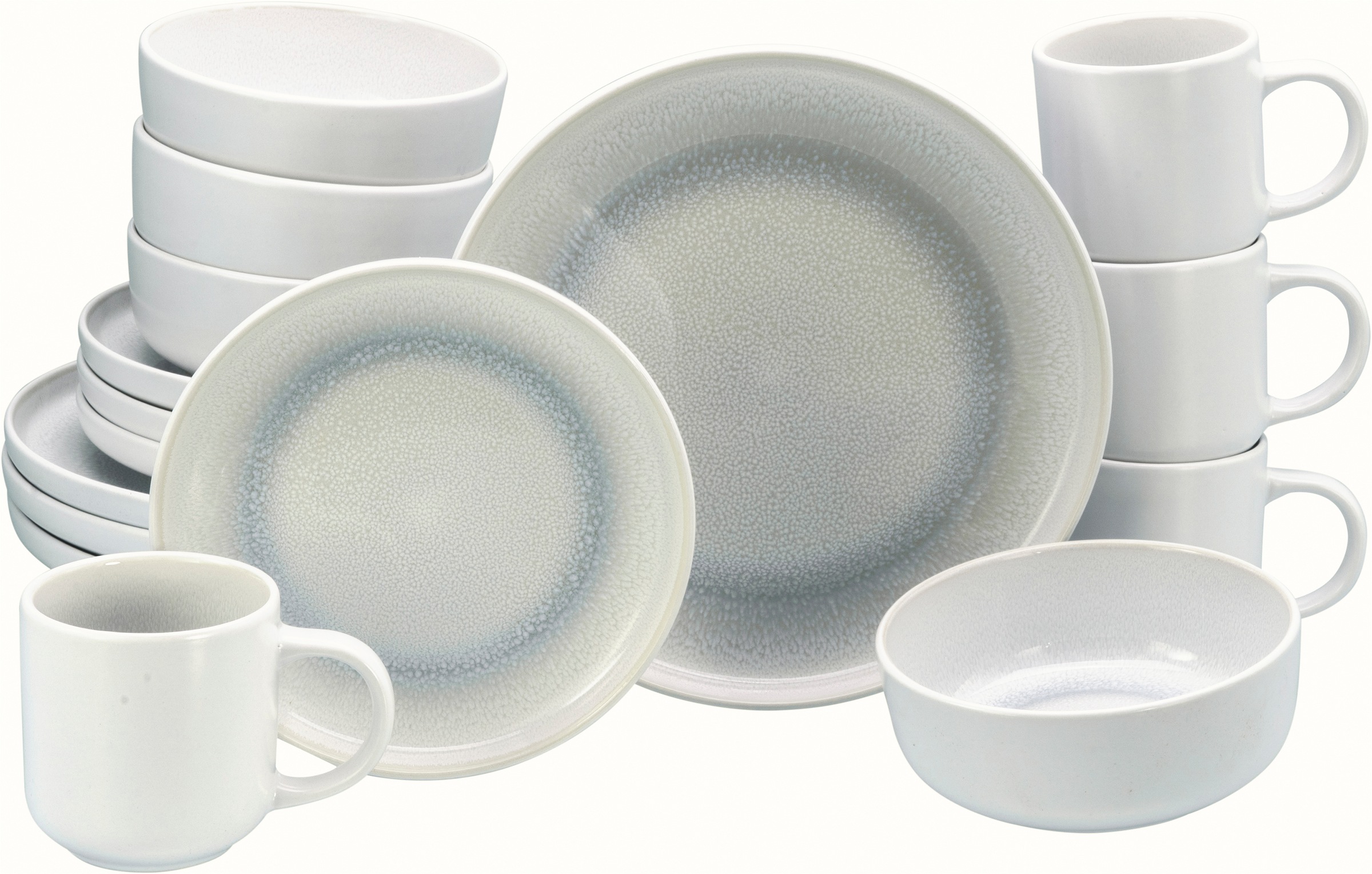 CreaTable Kombiservice "Nordic Fjord, Service, 16-tlg." Skandinavisches Design, Reativglasur