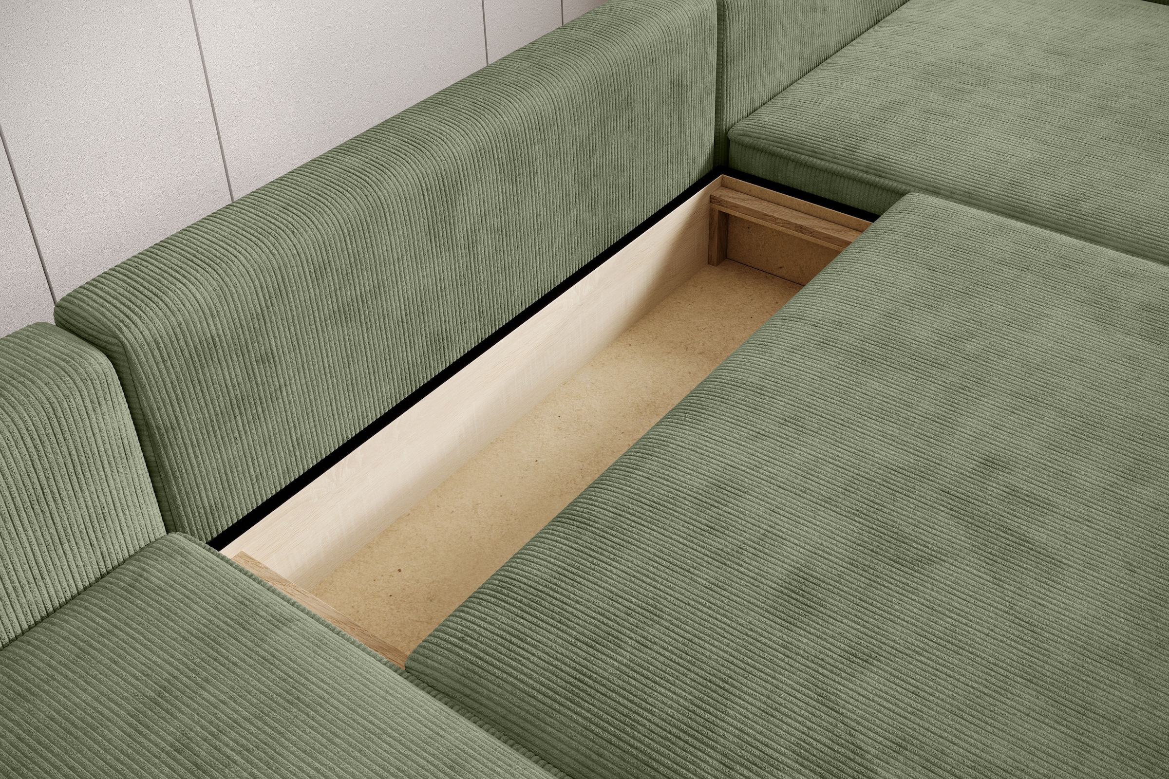 TRENDMANUFAKTUR Wohnlandschaft »Challenge, Schlafsofa mit Bettkasten, Couch in U-Form, Breite 333 cm«, XXL Sofa mit Bettkasten & Schlaffunktion, auch in trendigem Cordstoff
