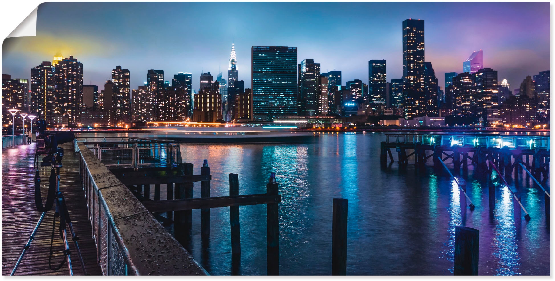 Artland Wandbild "New York Manhattan im Abendlicht", Amerika, (1 St.), als Leinwandbild, Poster in verschied. Größen