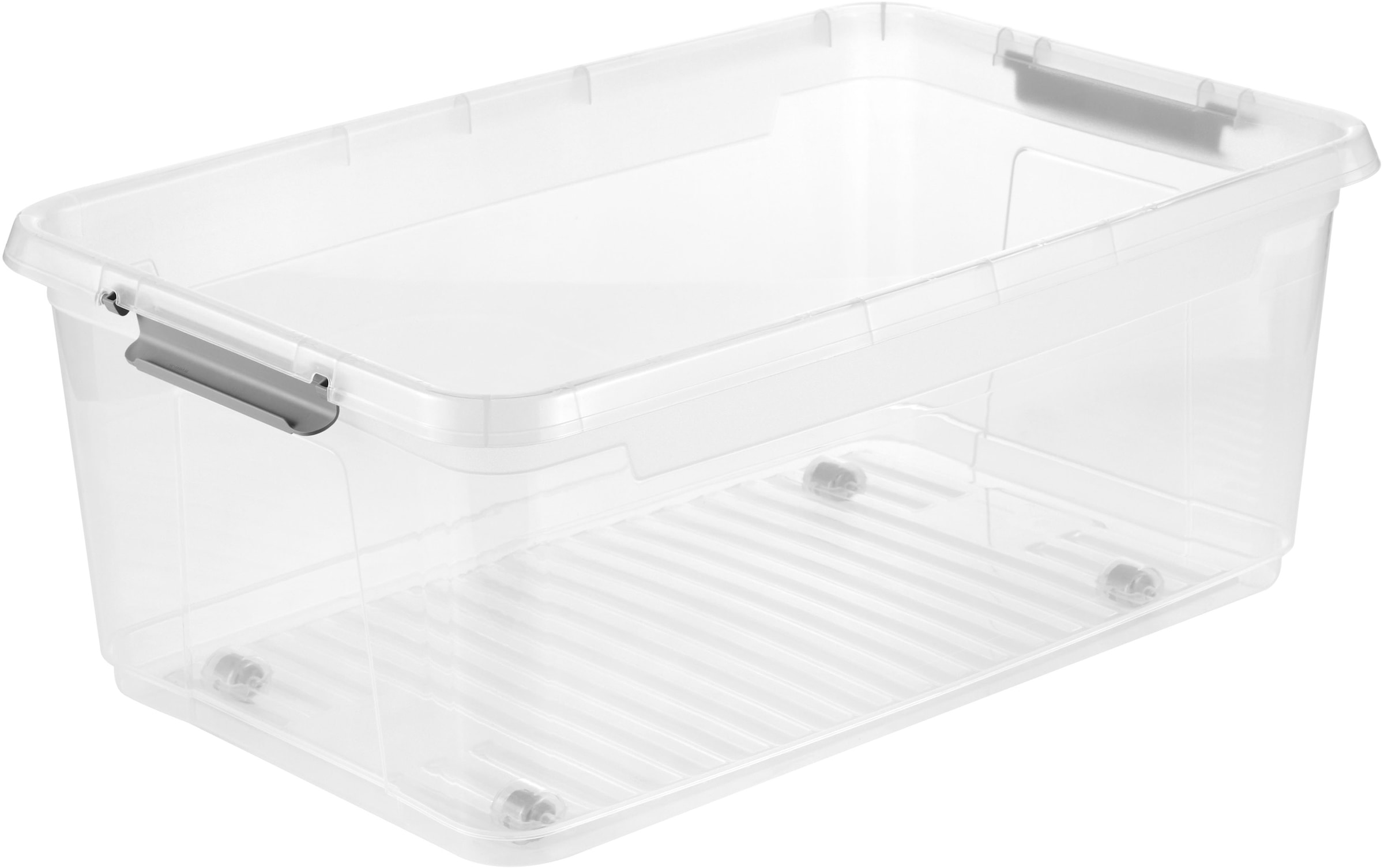 keeeper Aufbewahrungsbox »Clipbox Leo (Set 5 St.) 37 L, 59 x 38 x 24 cm« Schanierclips, Doppelöffnung, 90° drehbare Räder, fixierbarer Deckel