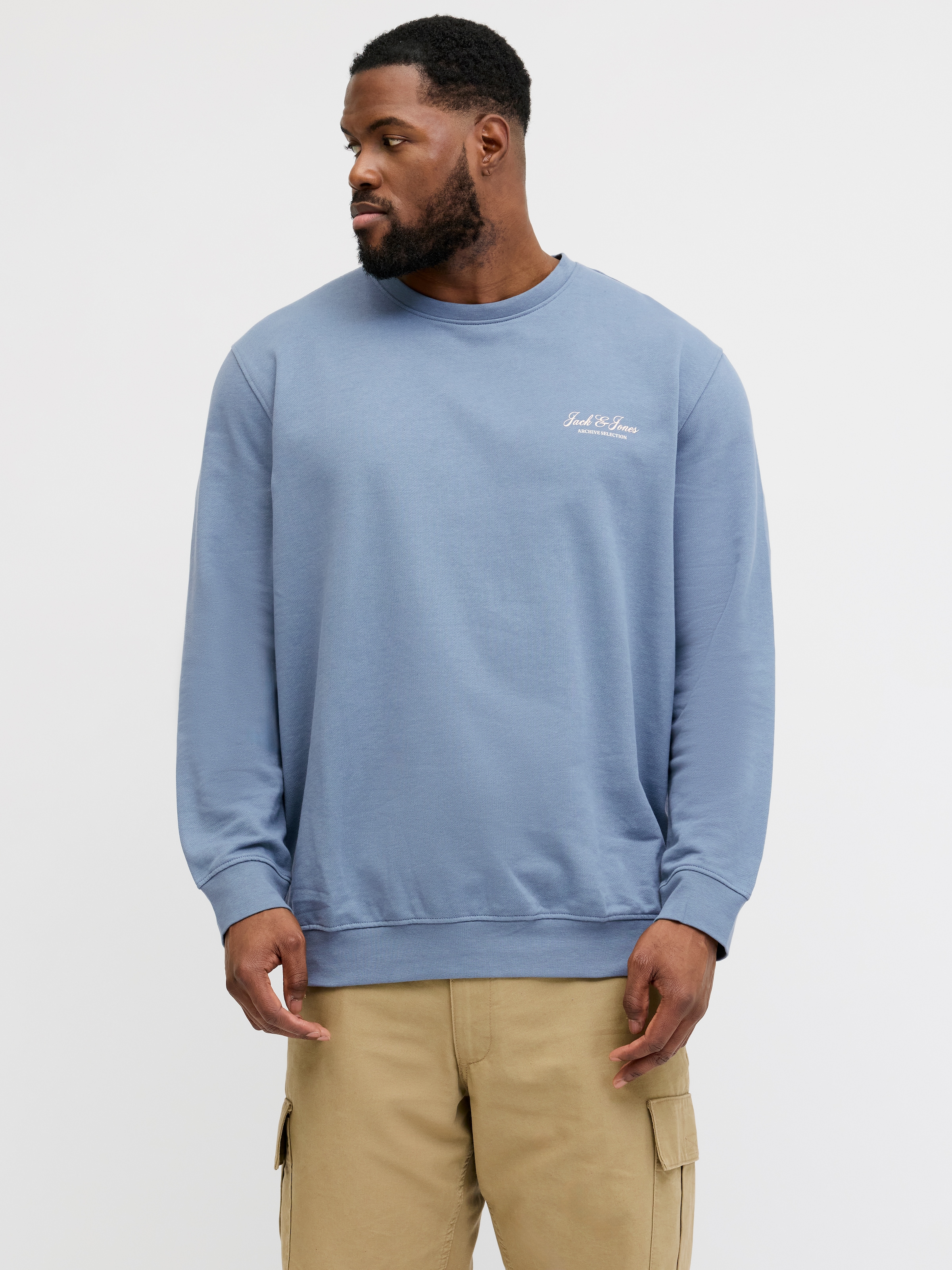 Jack & Jones PlusSize Sweatshirt "Jjearchive Graphic Sweat Cn Noos Pls", Baumwollmischung, Relaxed Fit