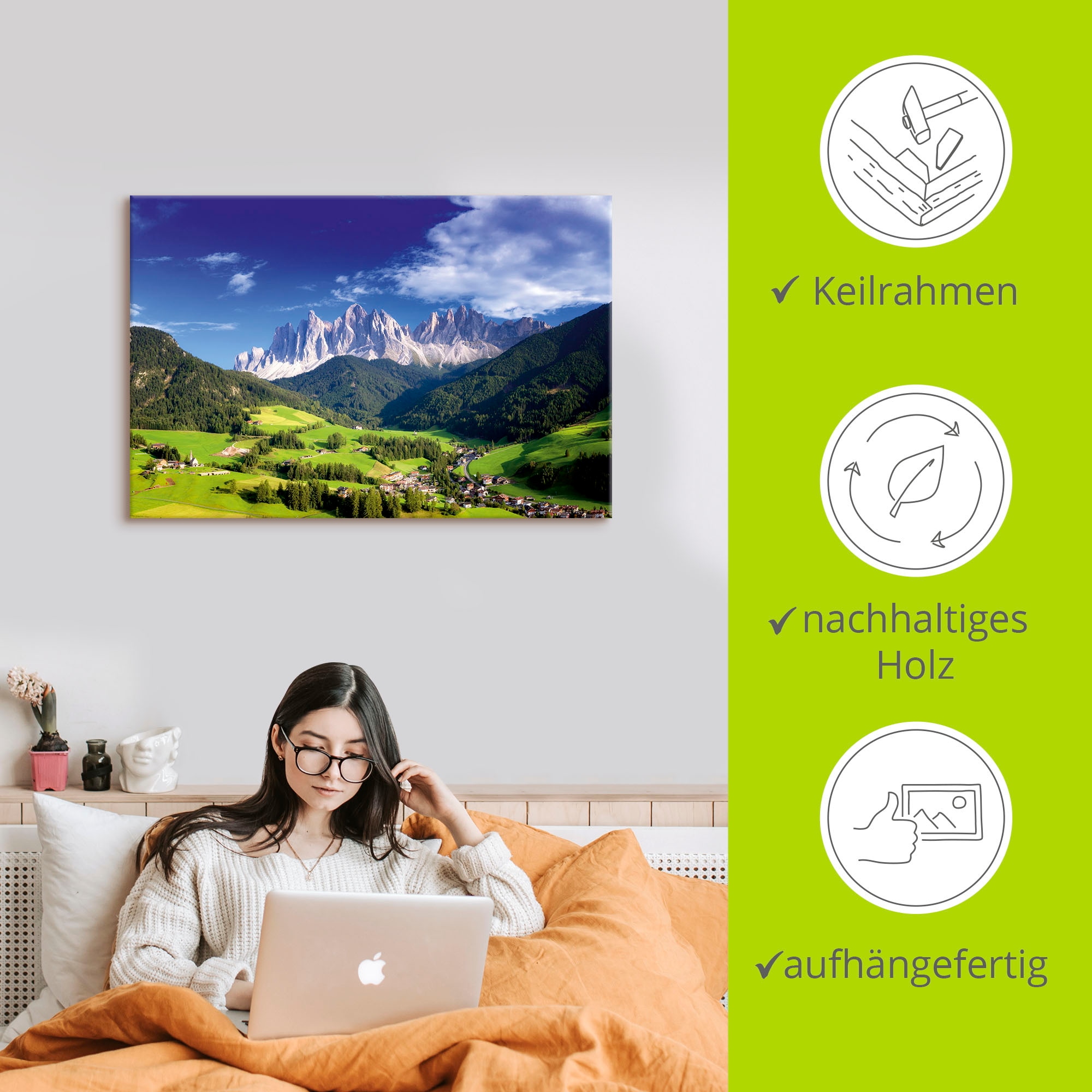 Artland Wandbild »Südtirol«, Berge & Alpenbilder, (1 St.), als Alubild, Leinwandbild, Wandaufkleber oder Poster in versch. Größen