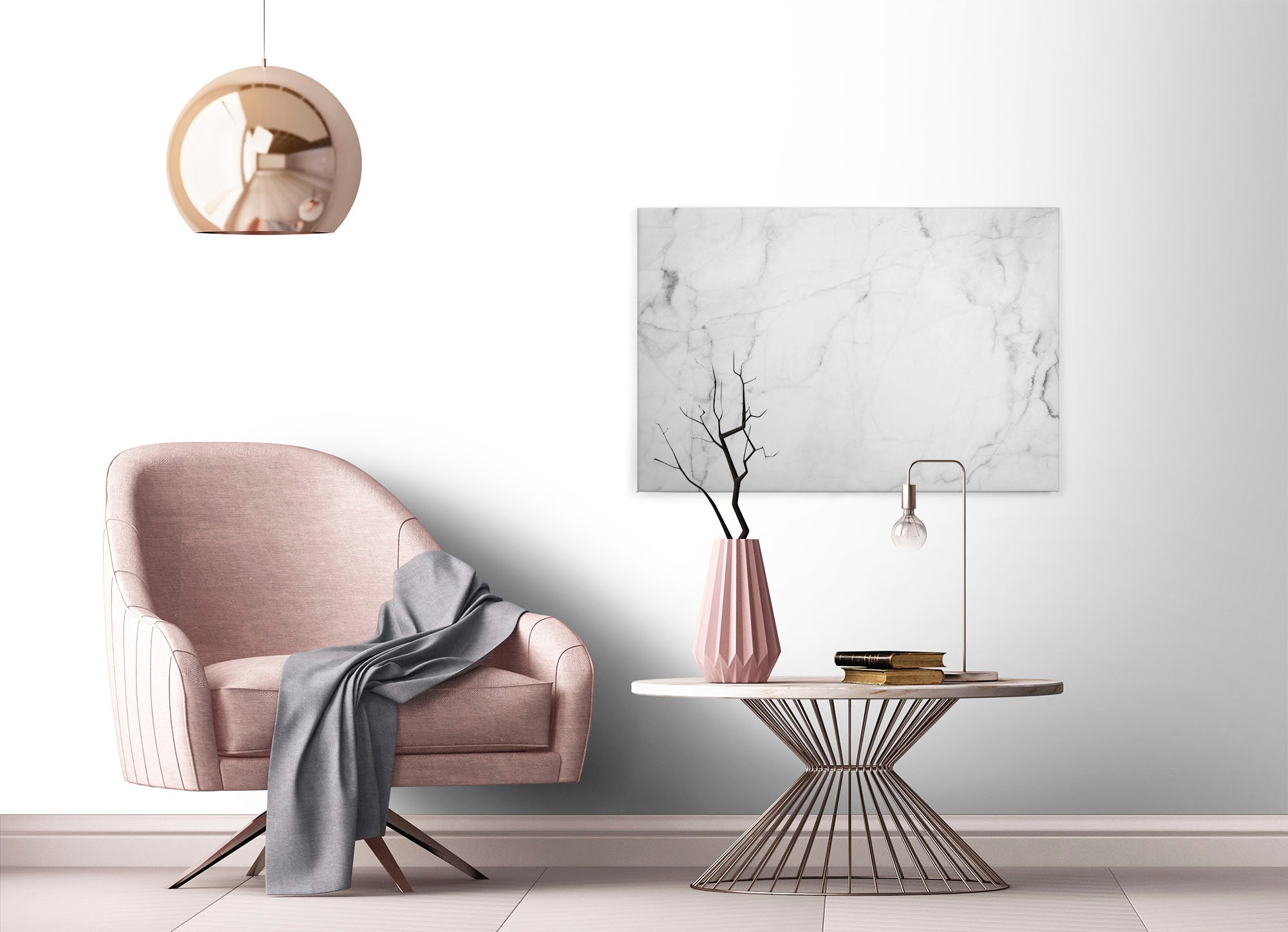 A.S. Création Leinwandbild »White Marble«, Kunst-Marmor-Kinder, (1 St.), Marmoroptik Marmor Keilrahmen Leinwand-Bild Wohnzimmer modern Wandbild