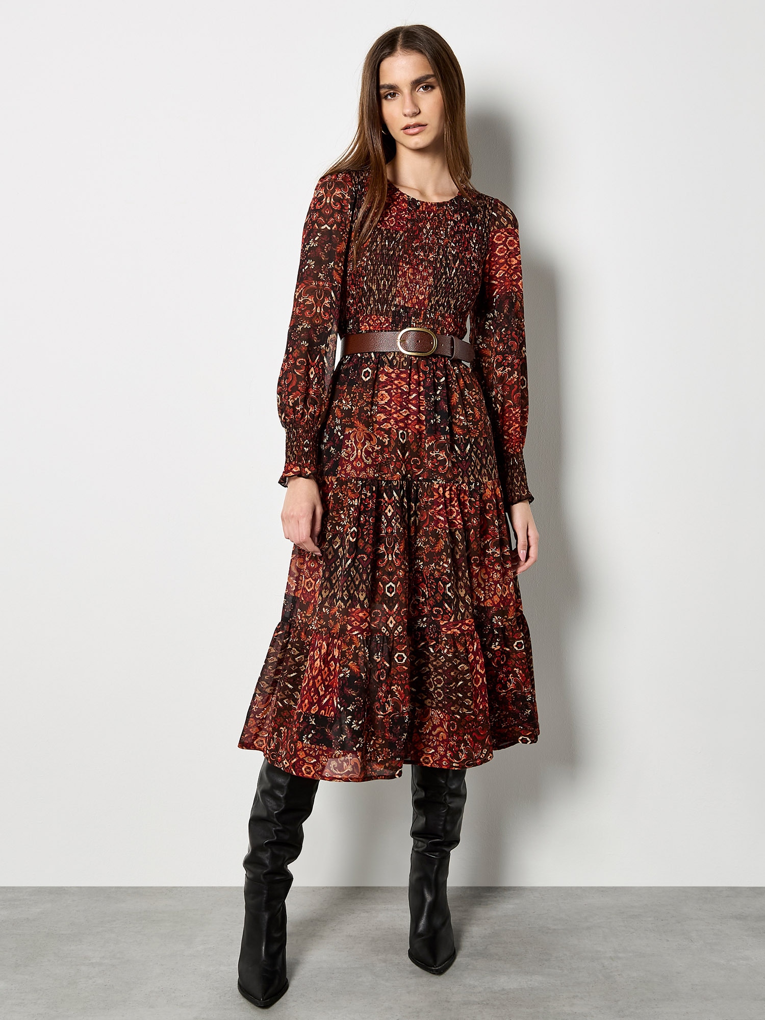Apricot Midikleid »Midikleid« mit Ikat-Muster
