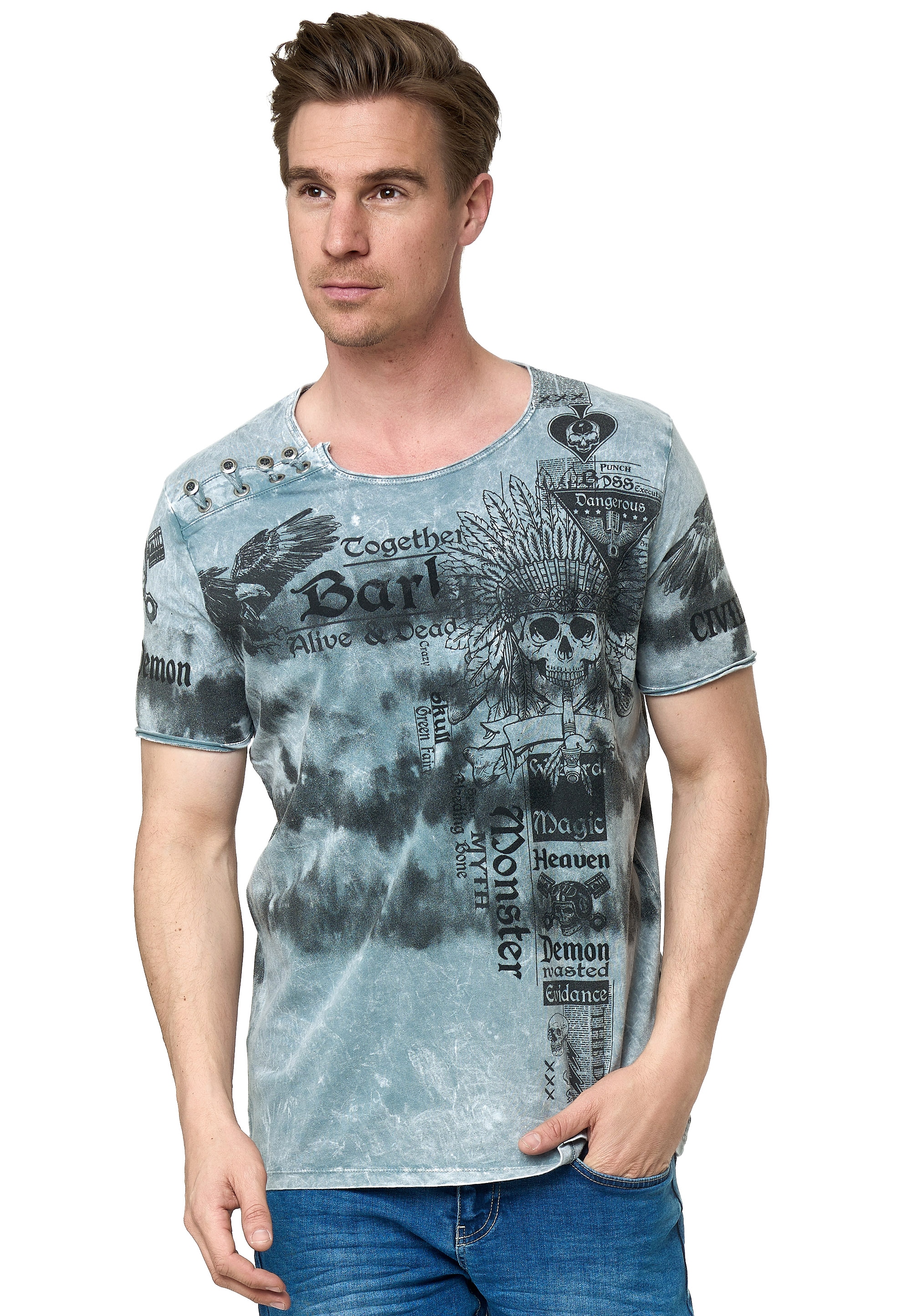 Rusty Neal T-Shirt, in lässiger Batik-Optik günstig online kaufen