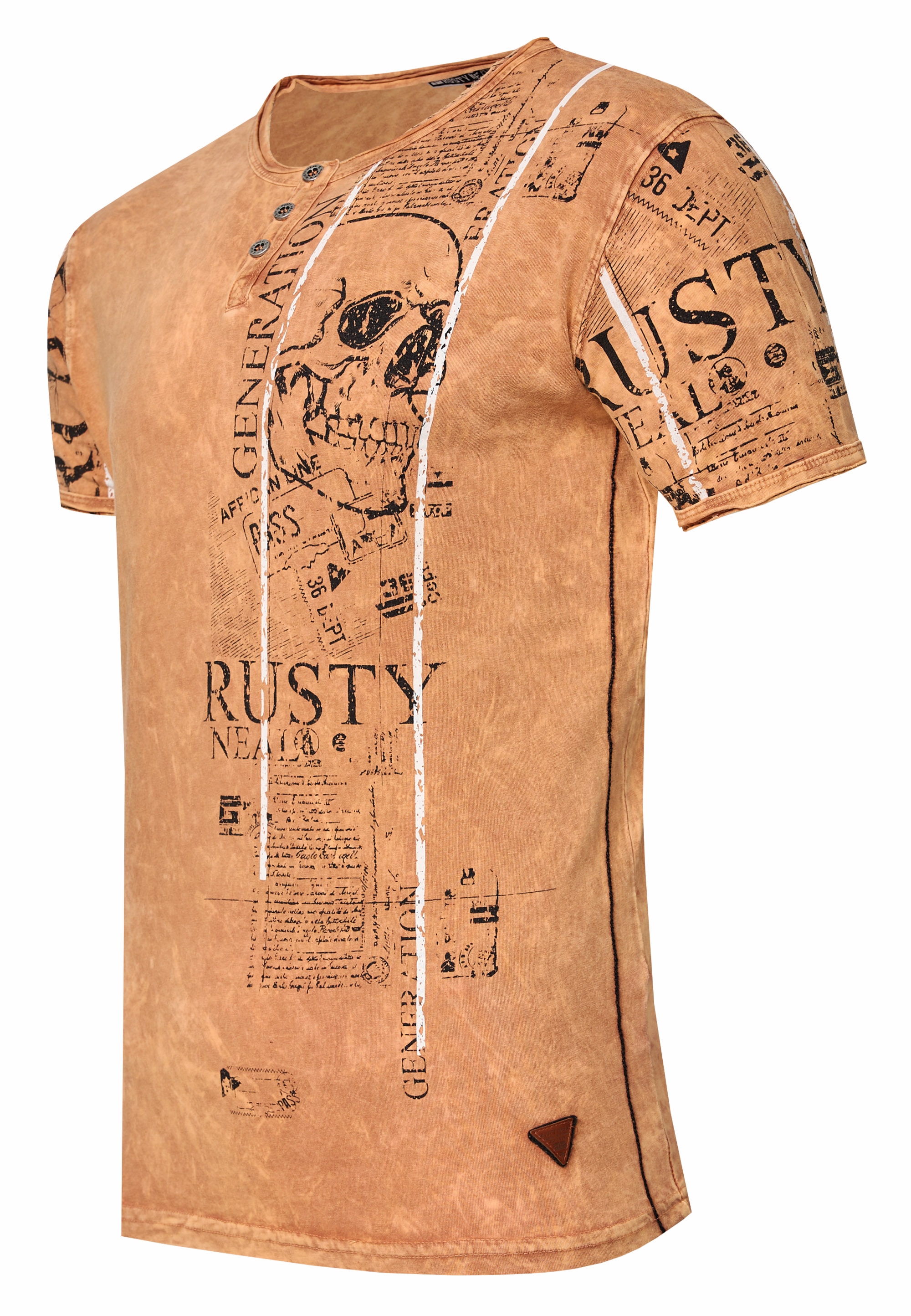 Rusty Neal T-Shirt, im Used-Look mit Allover-Print