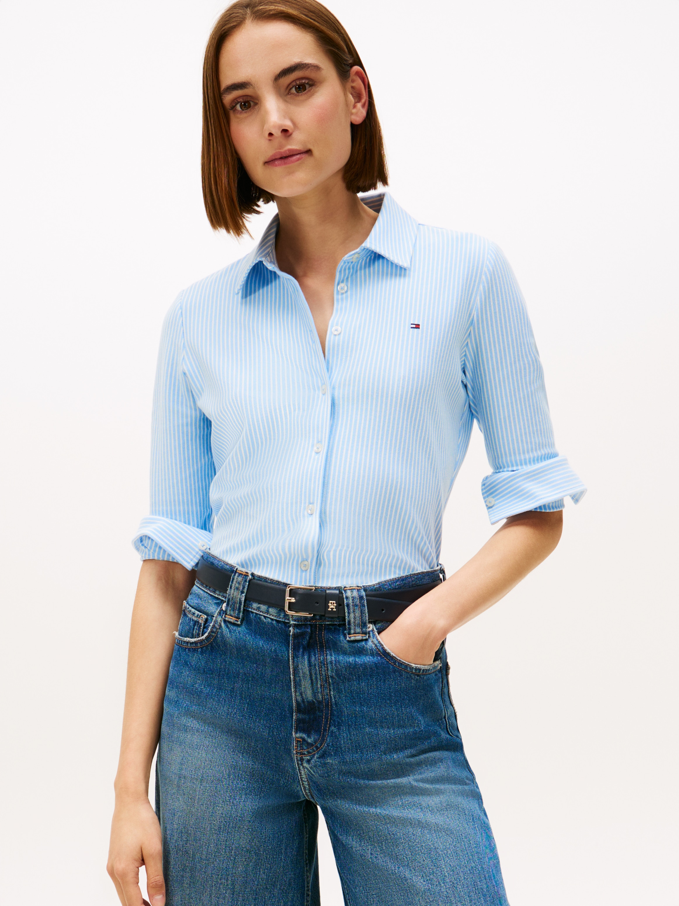 Tommy Hilfiger Poloshirt "1985 SLIM PIQUE BTN DOWN LS mit Polokragen und La günstig online kaufen