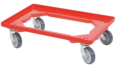 Transportroller, (Set, 4 St.), BxT: 60x40 cm, rot, 4 Lenkrollen, graue Gummiräder