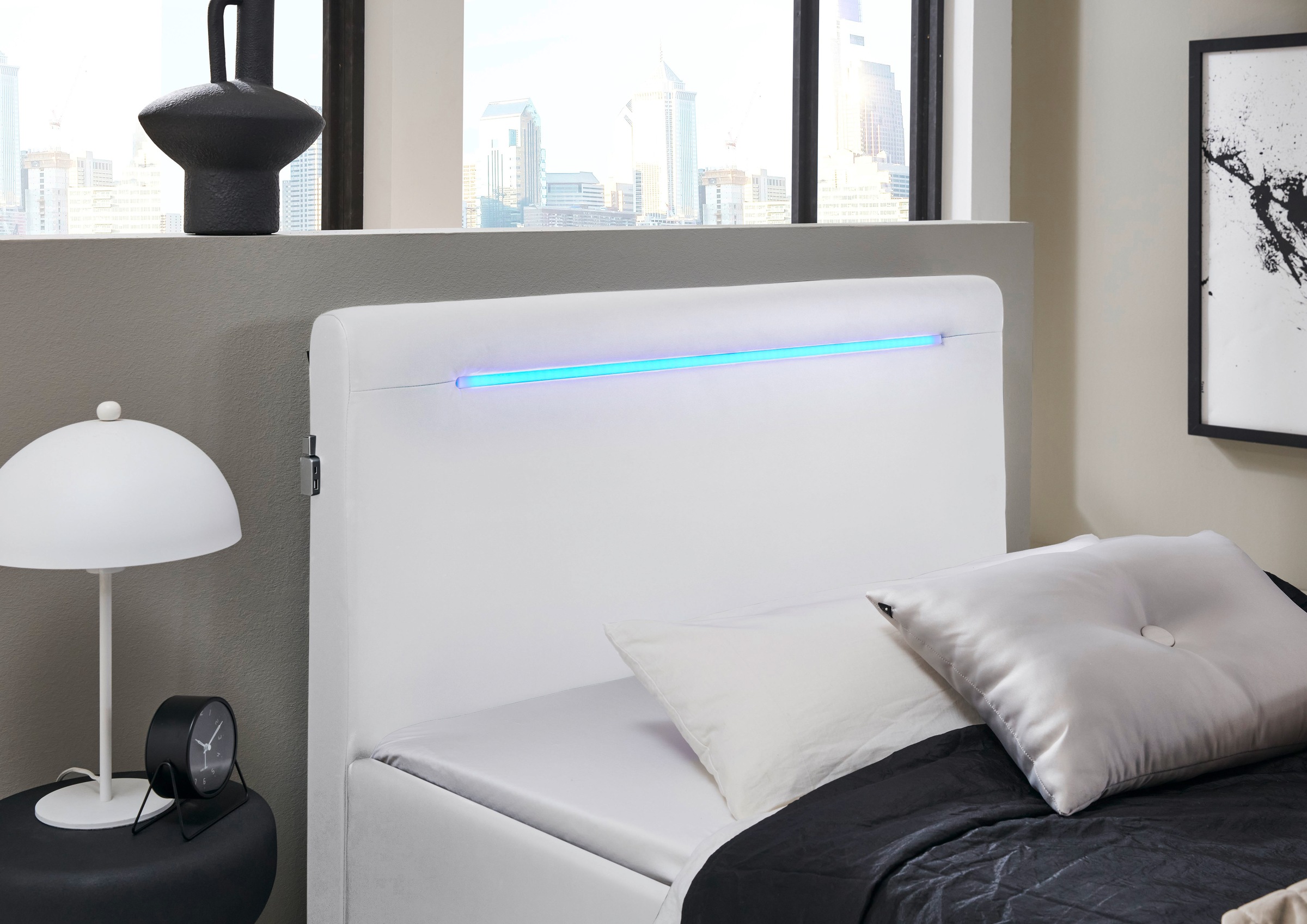 meise.möbel Polsterbett »Las Vegas III mit LED-Beleuchtung und USB-Anschluss«, erhältlich in den Breiten 140 & 180cm