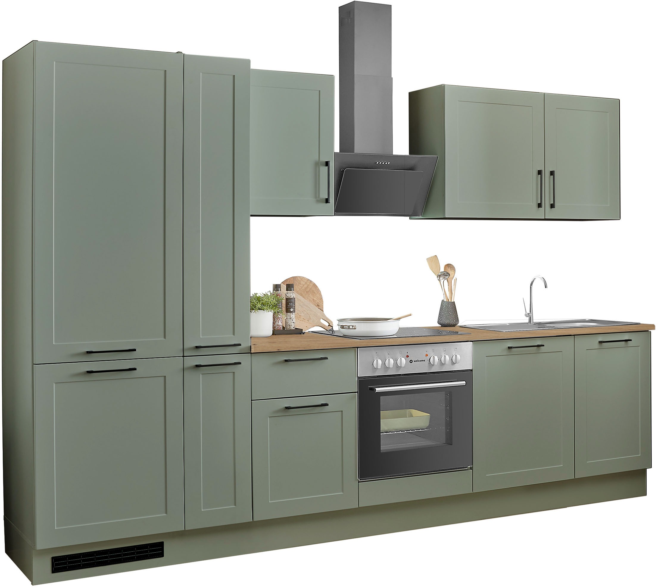 BASIC by Balculina Küchenzeile »Marsi«, Breite 310 cm, wahlweise mit E-Geräten, mit Soft-Close-Funktion