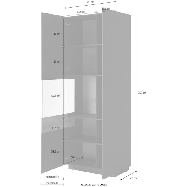 Vitrine »SILKE«, Höhe 207 cm mit Glaseinsatz online kaufen | BAUR