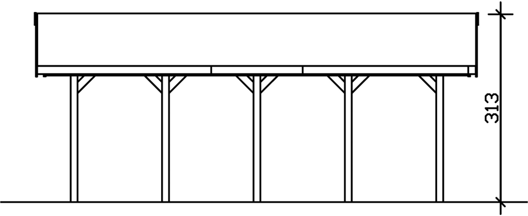 Skanholz Einzelcarport »Wallgau«, Nadelholz, 291 cm, Nussbaum, 380x750cm, mit Dachlattung