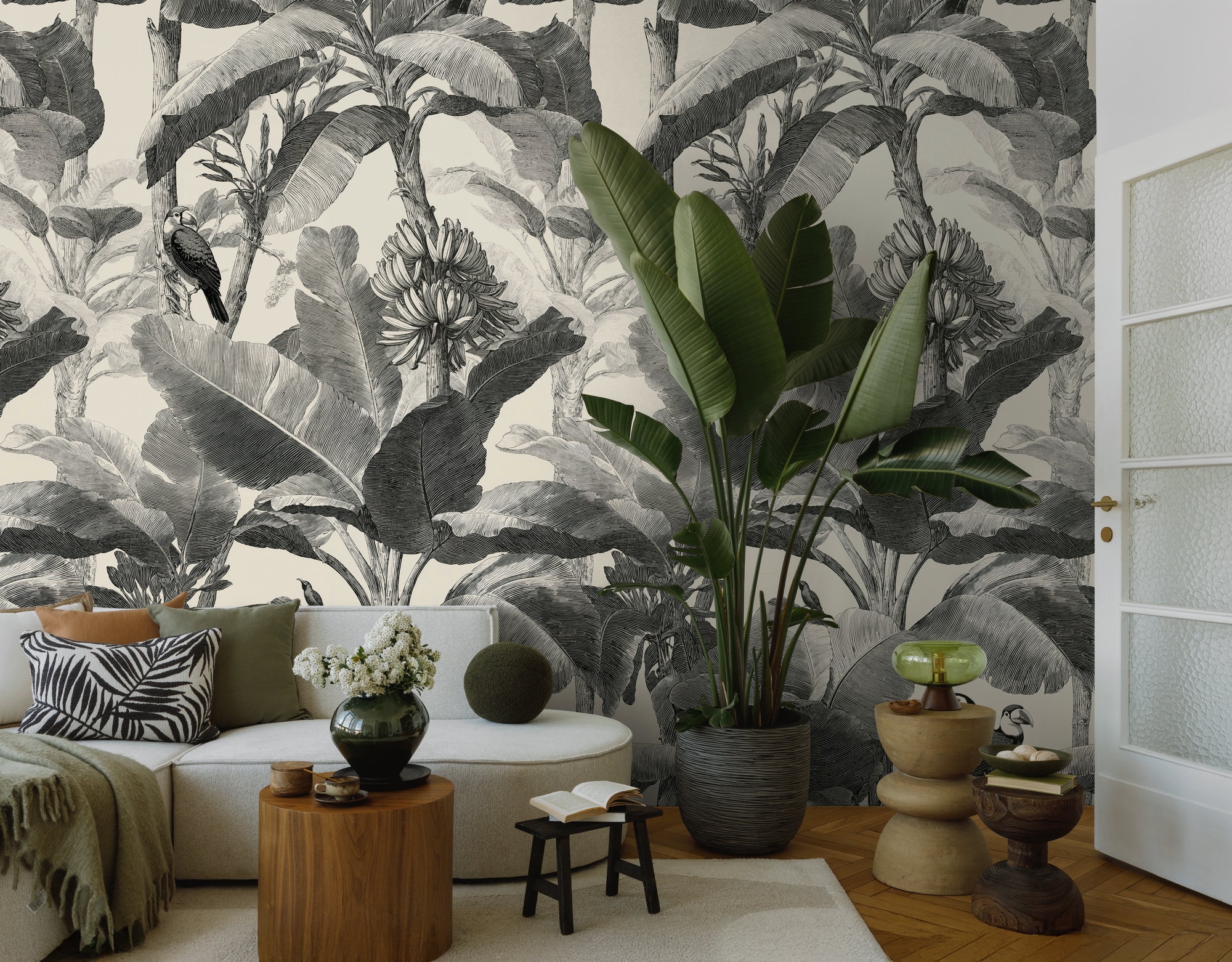 living walls Fototapete »The Wall 4 Botanic – Tropische Bananenbäume Vlies-Fototapete« botanisch | matt | tropisch leicht strukturiert Tropische Bananenbäume mit dekorativer Tiefenwirkung