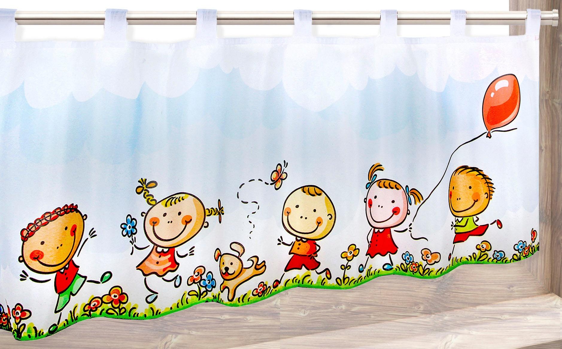 (1 KIDS«, Rechnung mit Schlaufenaufhängung, | auf Scheibengardine BAUR Kinder Lifestyle 45x120, St.), »HAPPY HxB: Delindo für