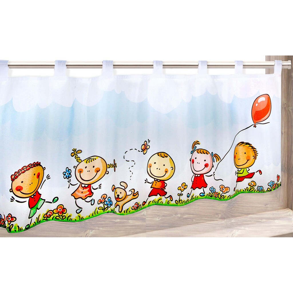 Delindo Lifestyle Scheibengardine »HAPPY KIDS«, (1 St.), HxB: 45x120, mit Schlaufenaufhängung, für Kinder