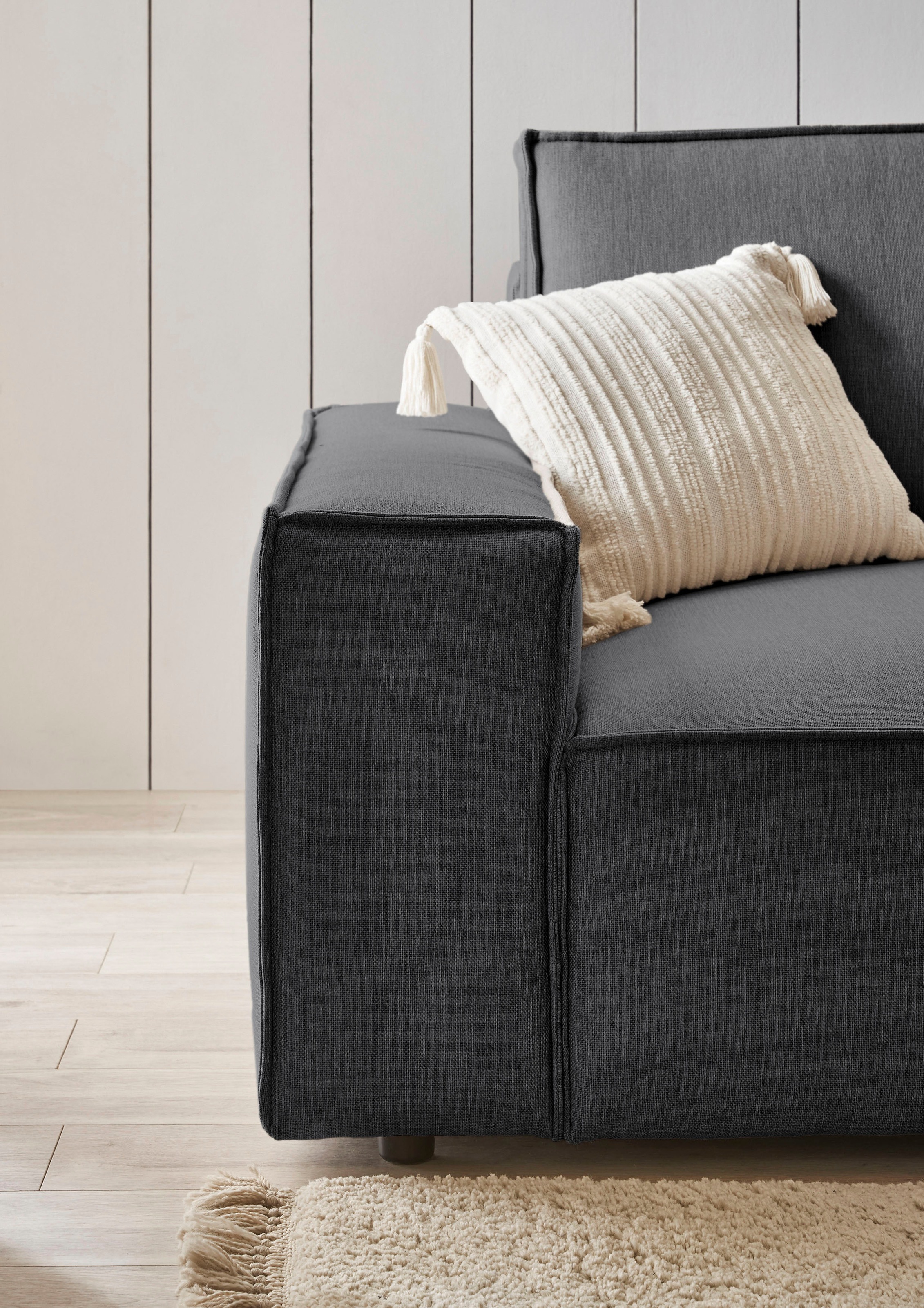 Home affaire Polsterecke »NEU: SHERWOOD XXL tief, L-Form mit Schlaffunktion, Big-Sofa mit Hocker«, (Set, 2 St.), stellbar zum Schlafsofa (Krokodilverbinder), Cord, Leinenoptik