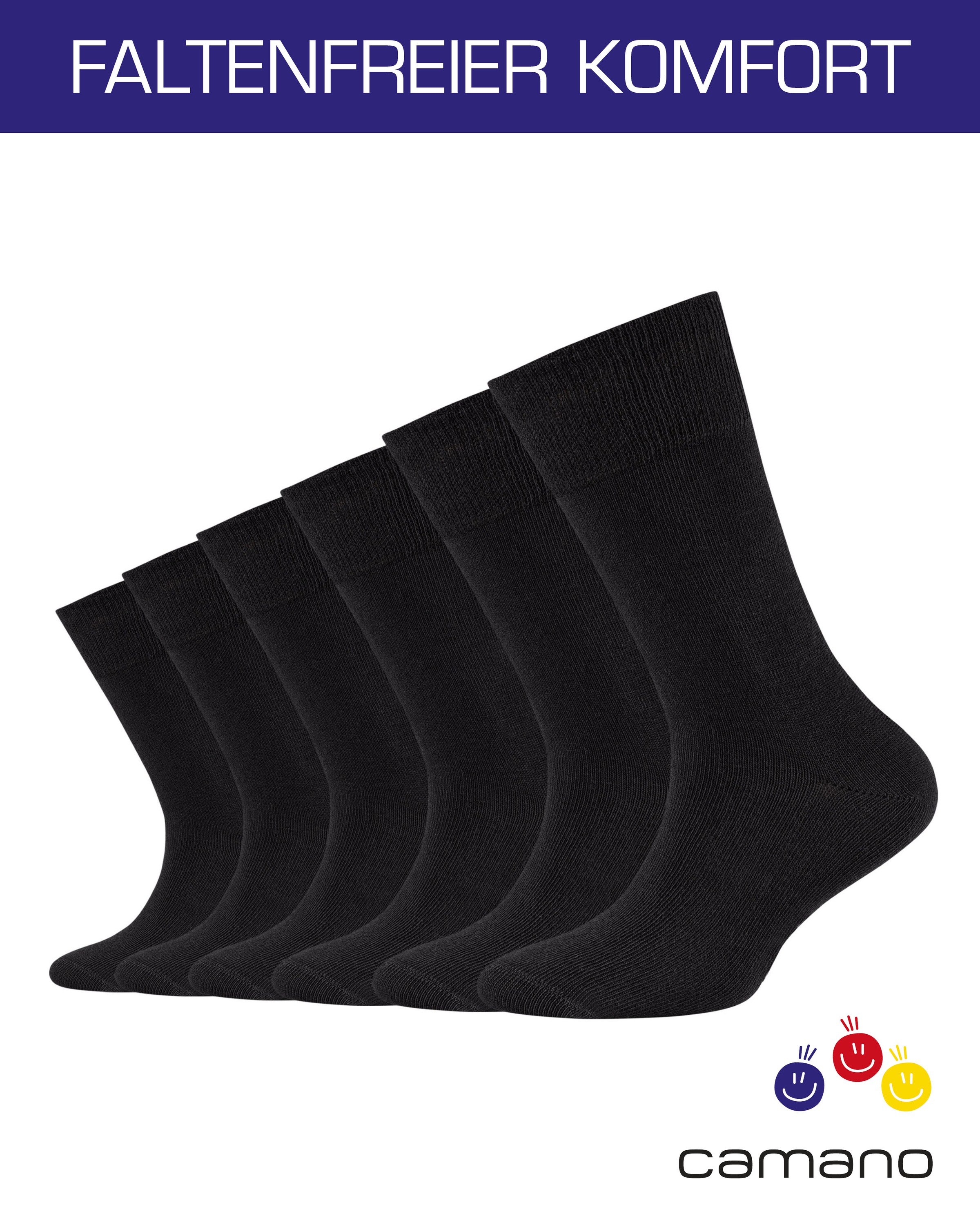 Camano Socken »ca-soft«, (6 Paar), mit Komfortbund und gepolsterten Zehen-/Fersenbereich
