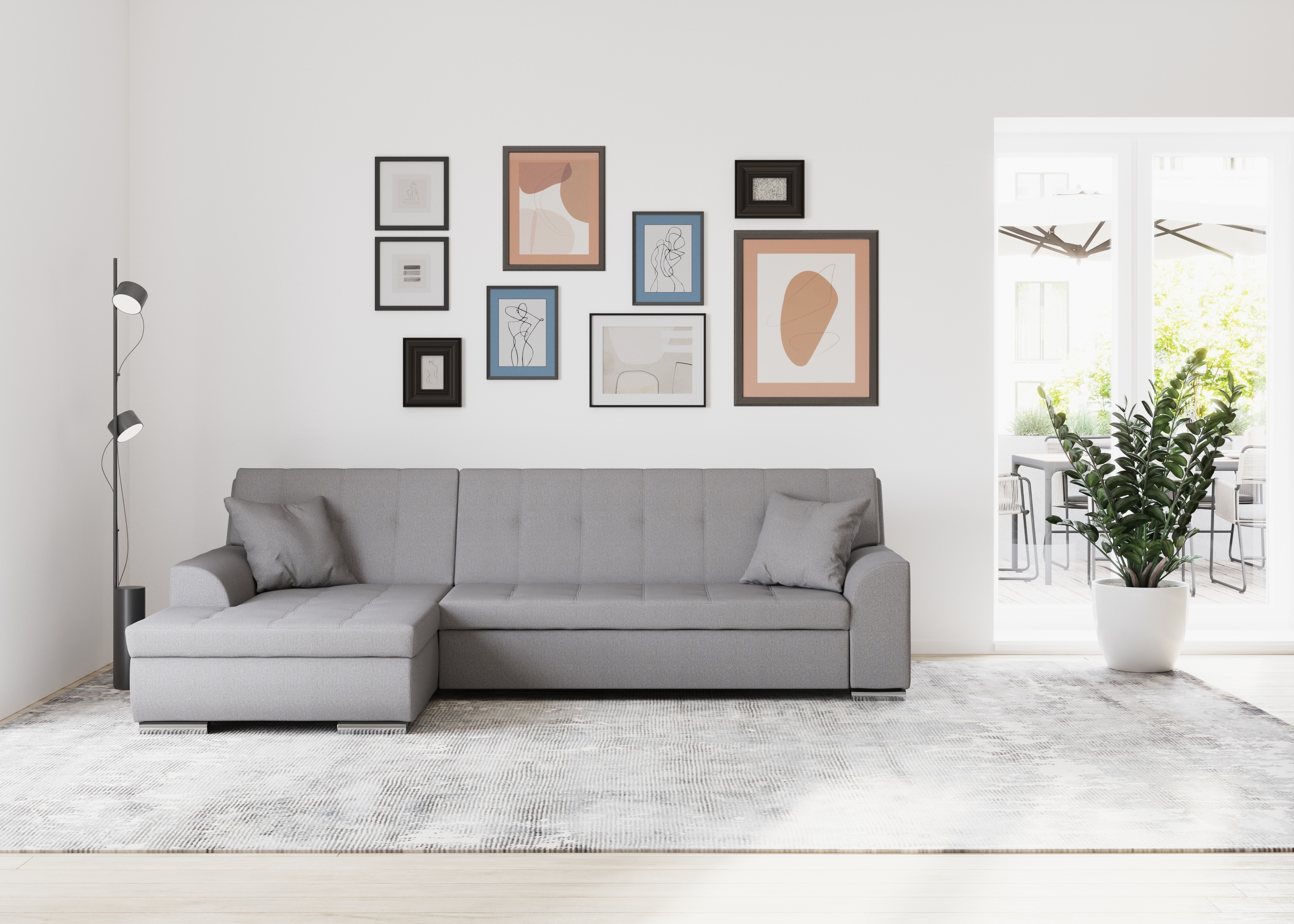 DOMO collection Ecksofa "TREVISO viele Bezüge, auch in Cord, L-Form, 267x178 cm" wahlw. mit Bettfunktion, inkl. Zierkissen, Unser Dauertiefpreis