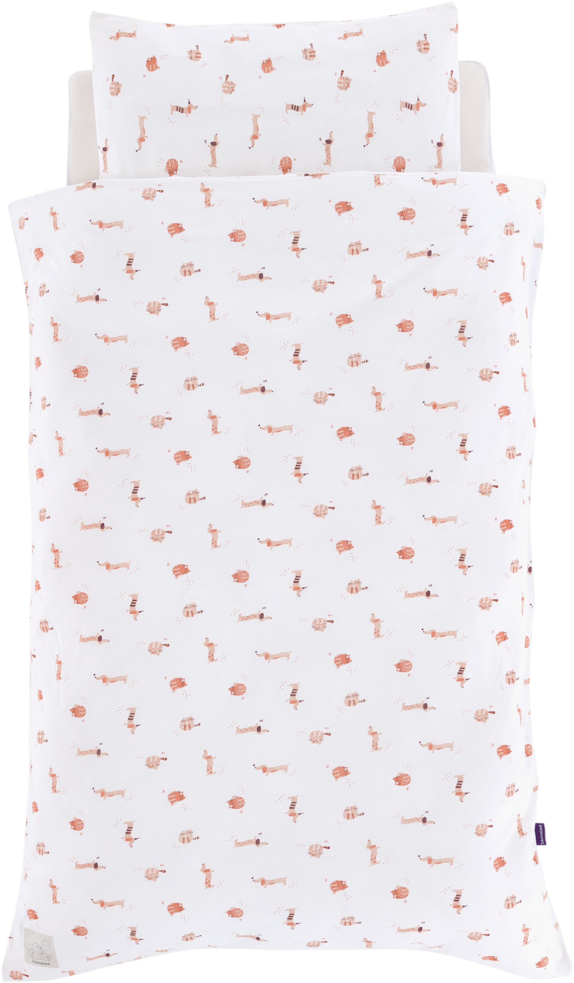 Träumeland Babybettwäsche "Jersey Cats & Dogs" 2 Stk. mit niedlichem Allove günstig online kaufen