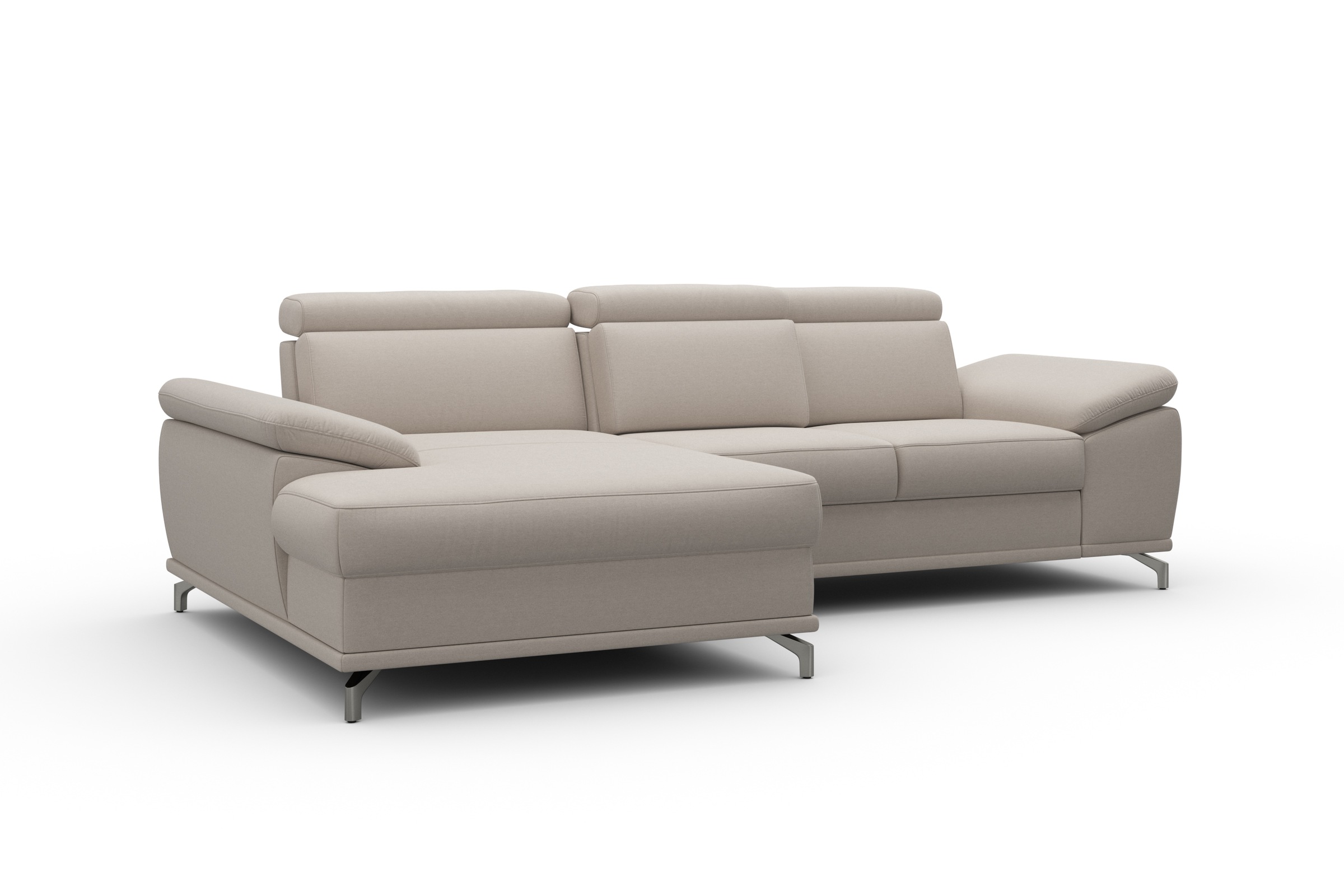 sit&more Ecksofa »Cabrio L-Form, mit Sitztiefenverstellung, Arm- und Kopfteilverstellung«, 2 Nierenkissen, Federkern, optional Bettfunktion und Stauraum