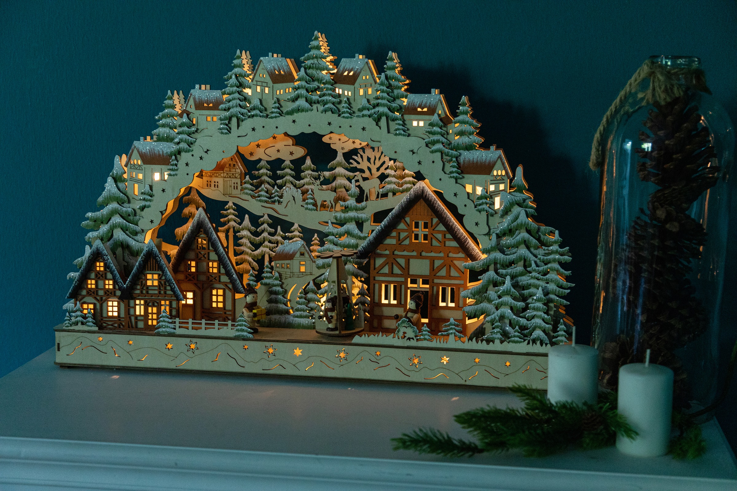 Myflair Möbel & Accessoires LED Schwibbogen »Weihnachtsdeko«, aus Holz, mit LED Beleuchtung, Höhe ca. 39 cm