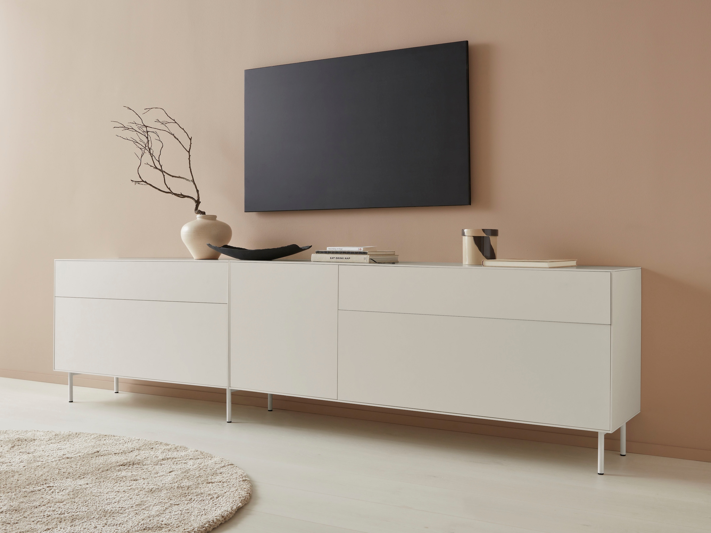 LeGer Home by Lena Gercke Lowboard »Essentials«, (2 St.), Breite: 279cm, MDF lackiert, Push-to-open-Funktion