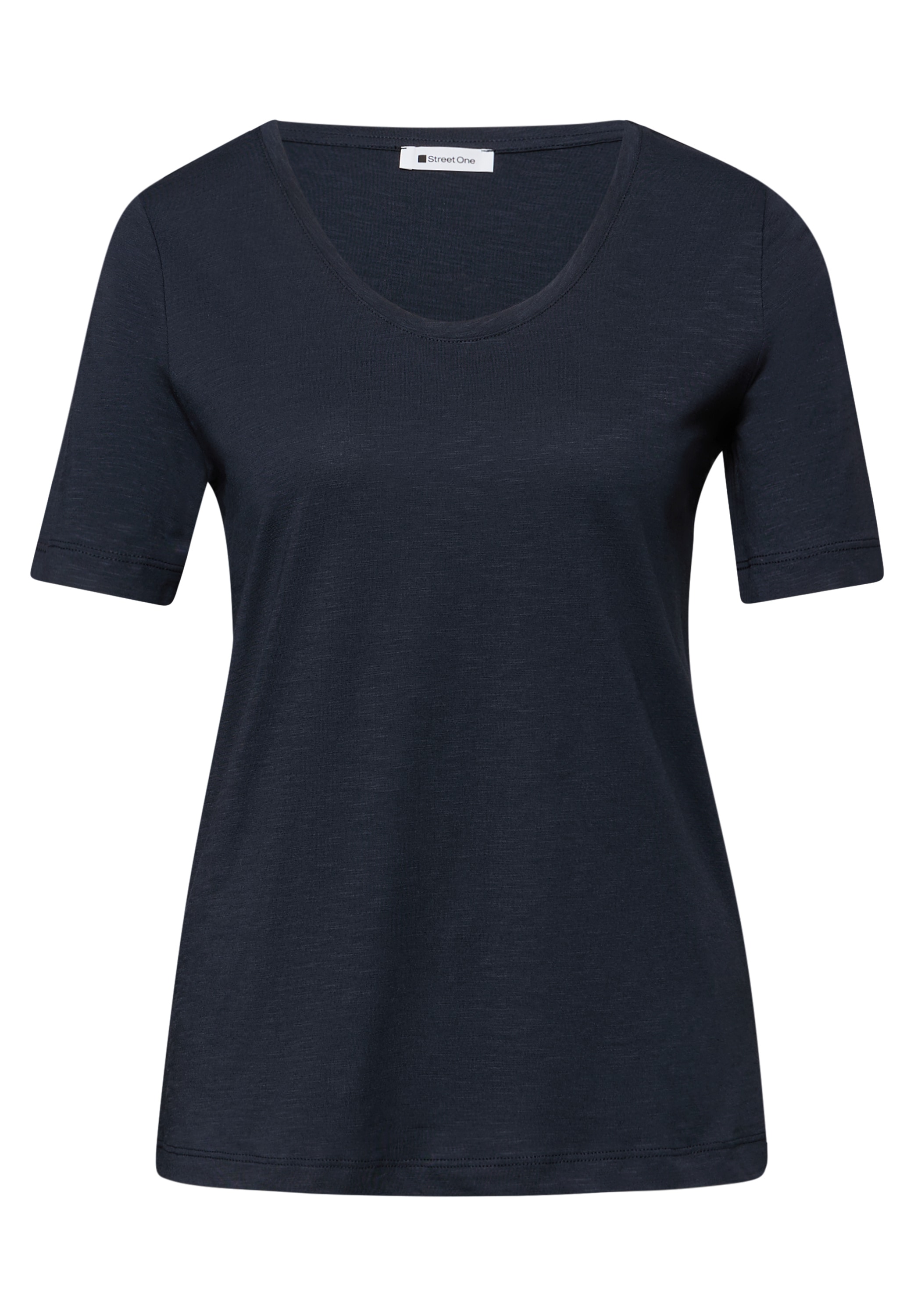 STREET ONE T-Shirt mit abgerundetem V-Ausschnitt