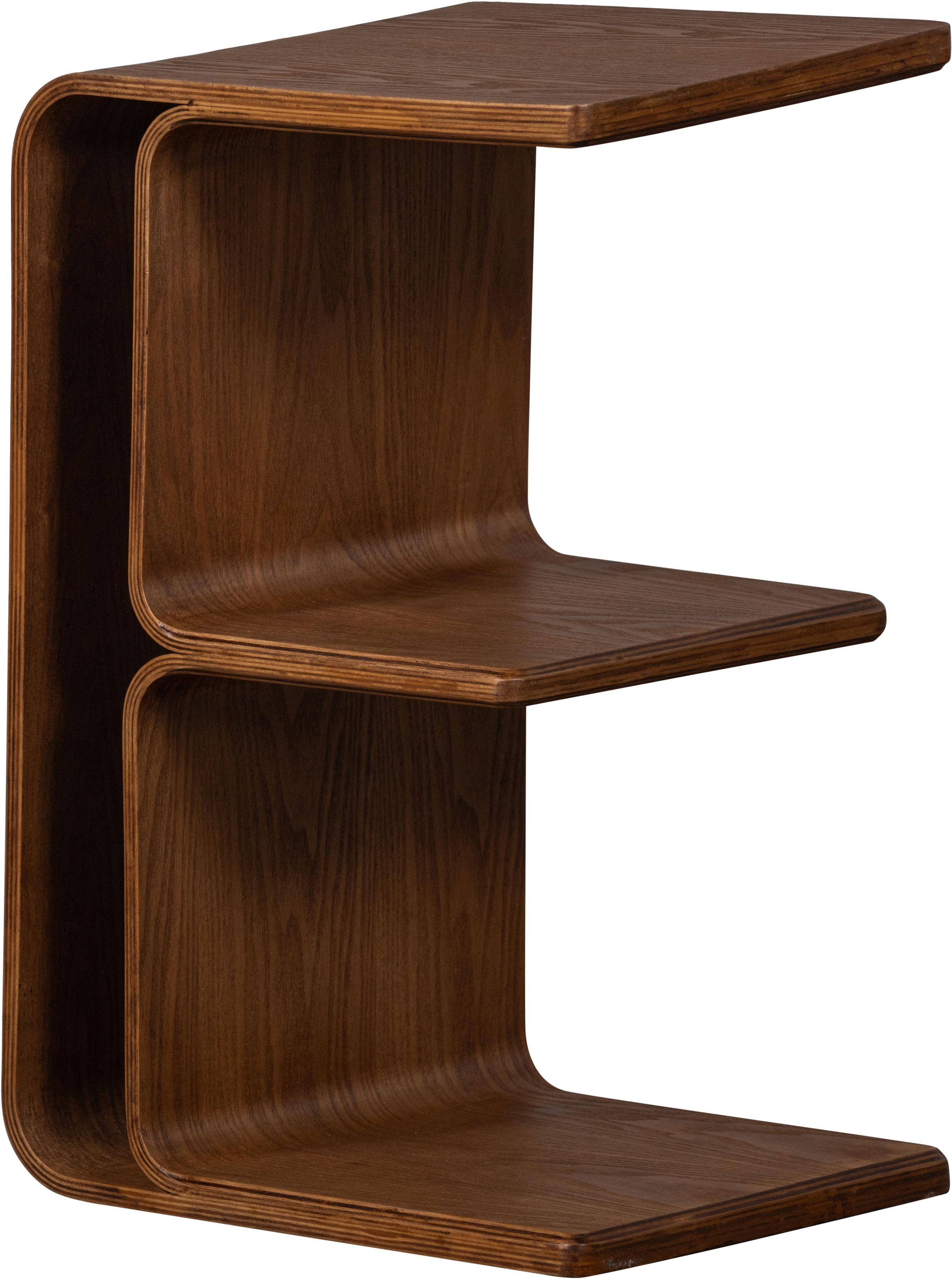 WOOOD Beistelltisch "Frey Plywood mit abgerundeten Ecken multifunktional H40 x B60 x T32 cm" Tragkraft 150 kg, auch seitlich aufstellbar, vollständig montiert